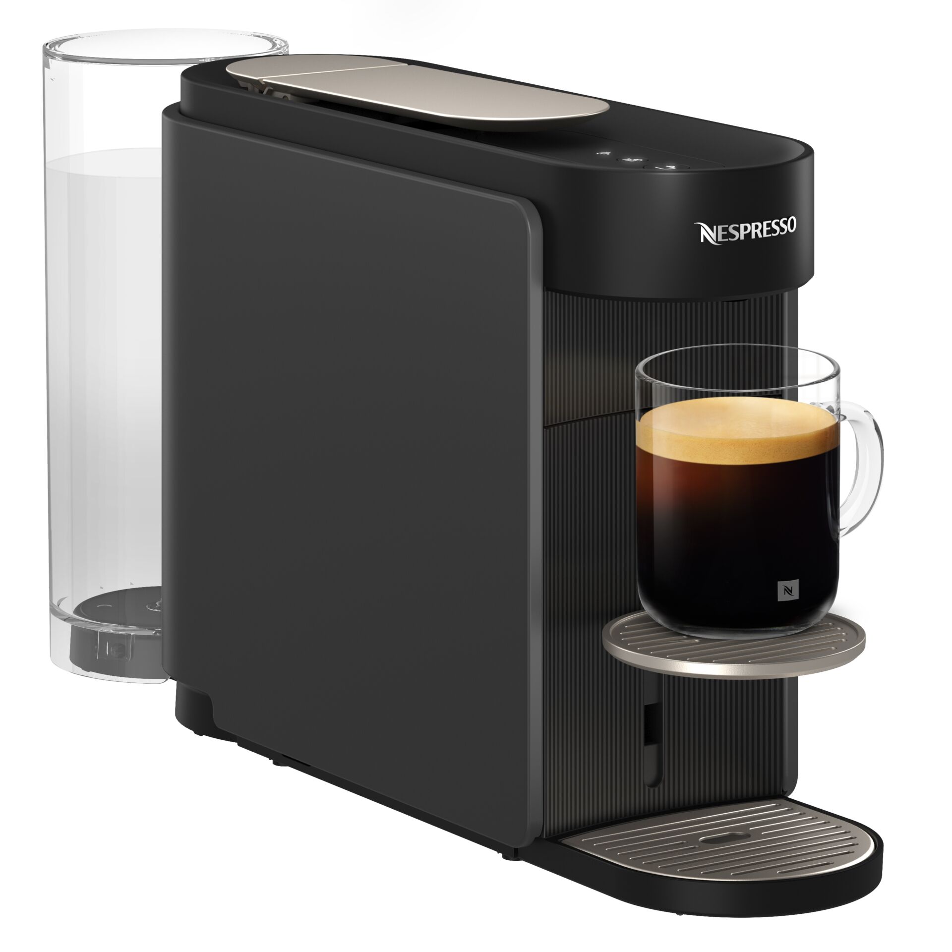 Kaffeemaschine, Espresso, Milchbehälter, Kaffeeauslauf, Schwarz, Kaffeemaschine, Espressomaschine, Kapselmaschine, Nespresso, Filterkaffee, Kaffeemaschine, Kapselmaschine, Espresso, Kaffeebecher, Gehäuse schwarz