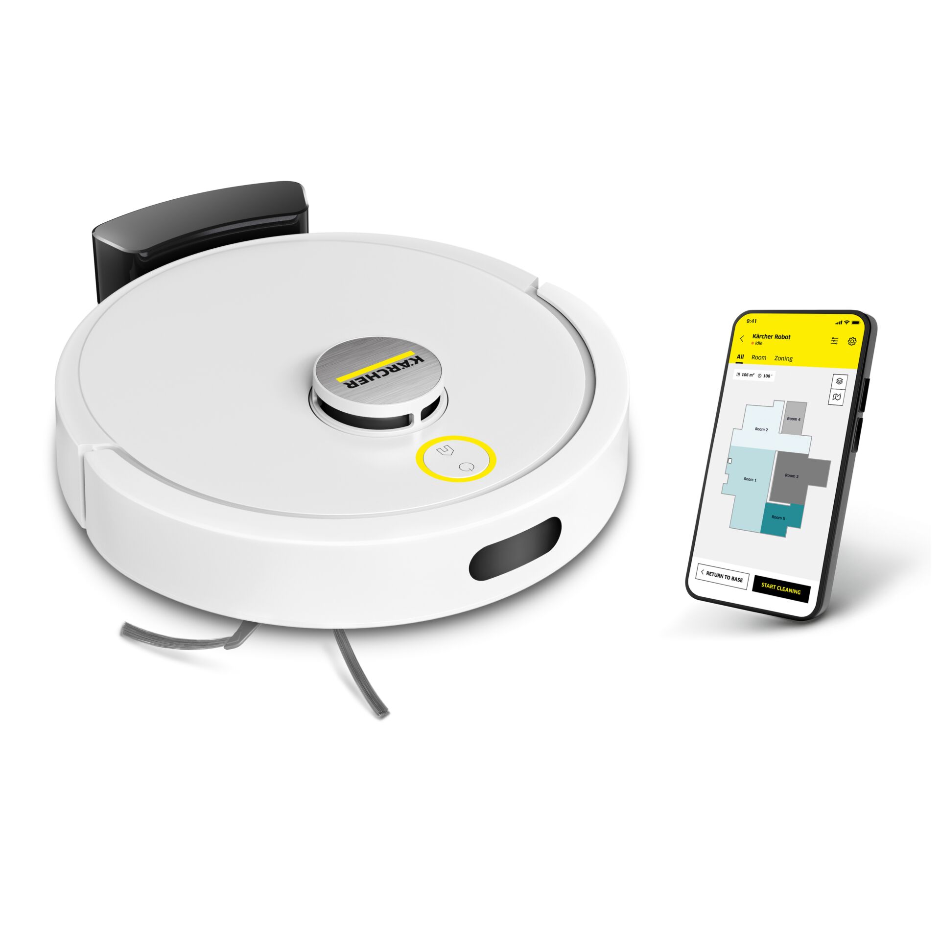 Roboterstaubsauger, Mobiler App, Ladestation, weiß