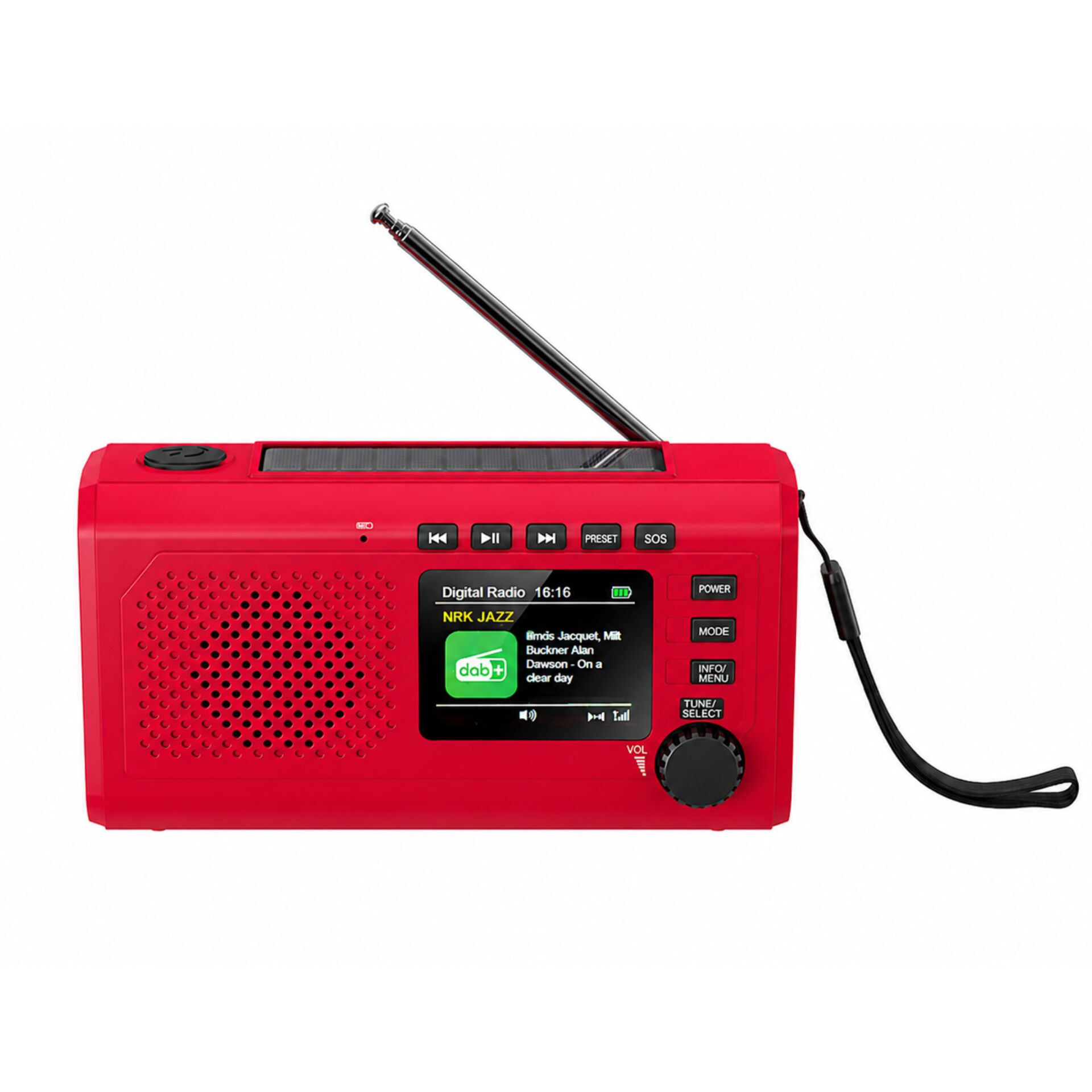 Tragbares Radio, Retro-Radio, Kurzwellenradio, Rot, DAB+
