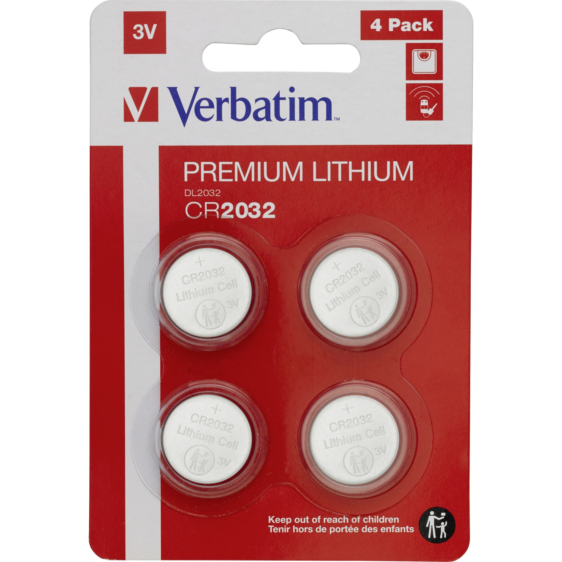 1x4 Verbatim CR 2032  Lithium Batterie           49533