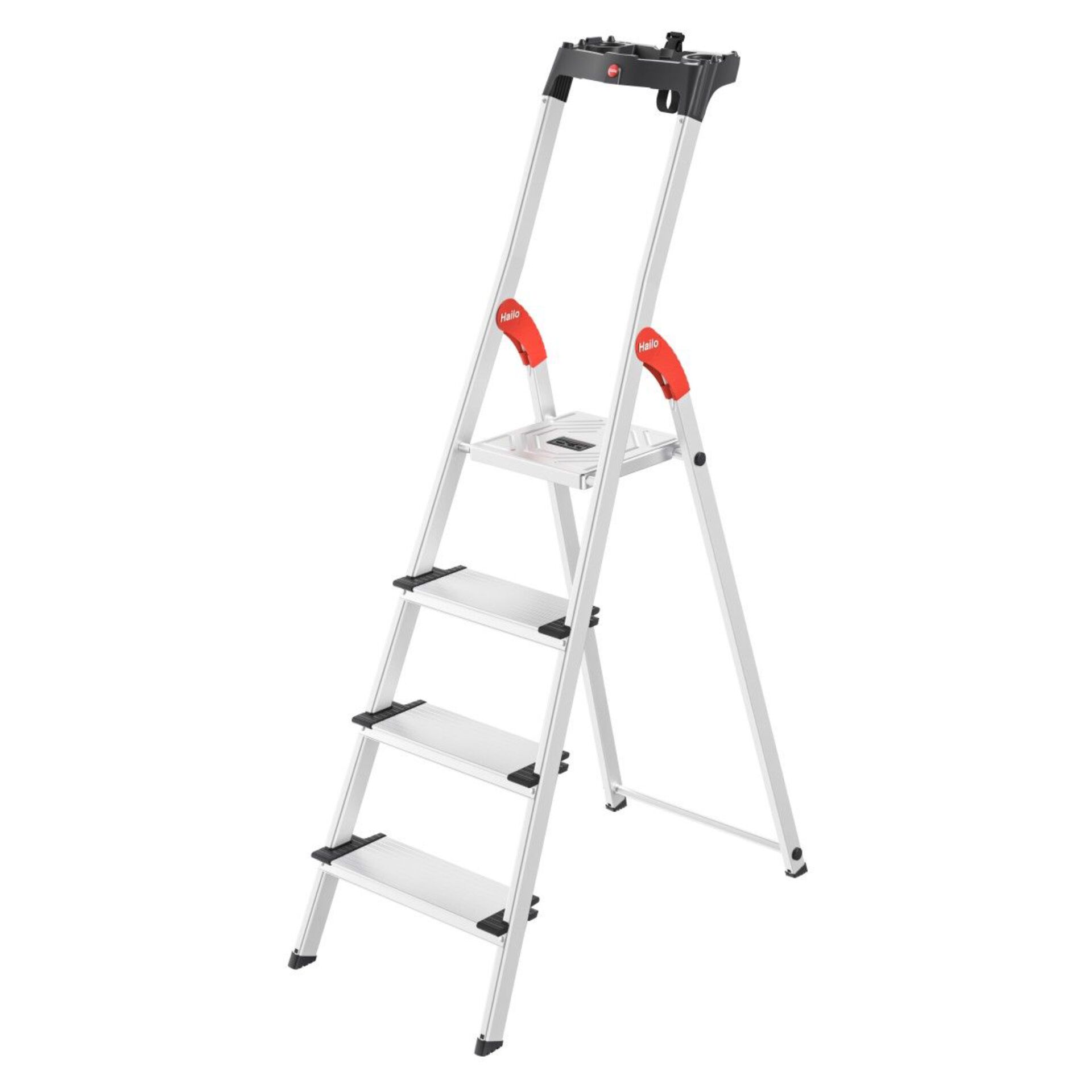Trittleiter, Aluminium, 4-stufig, große Leiter, Sicherheitshalter