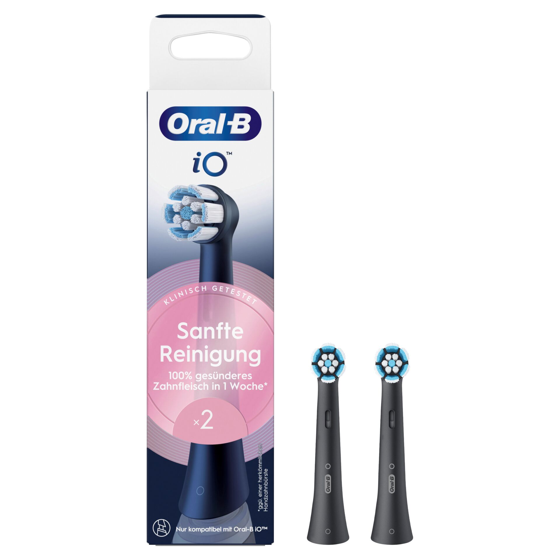 Elektrische Zahnbürstenaufsatz, Oral-B iO, Weiß/Blau, Rotierende Bürstenköpfe, Schall-/Rotationsbürste