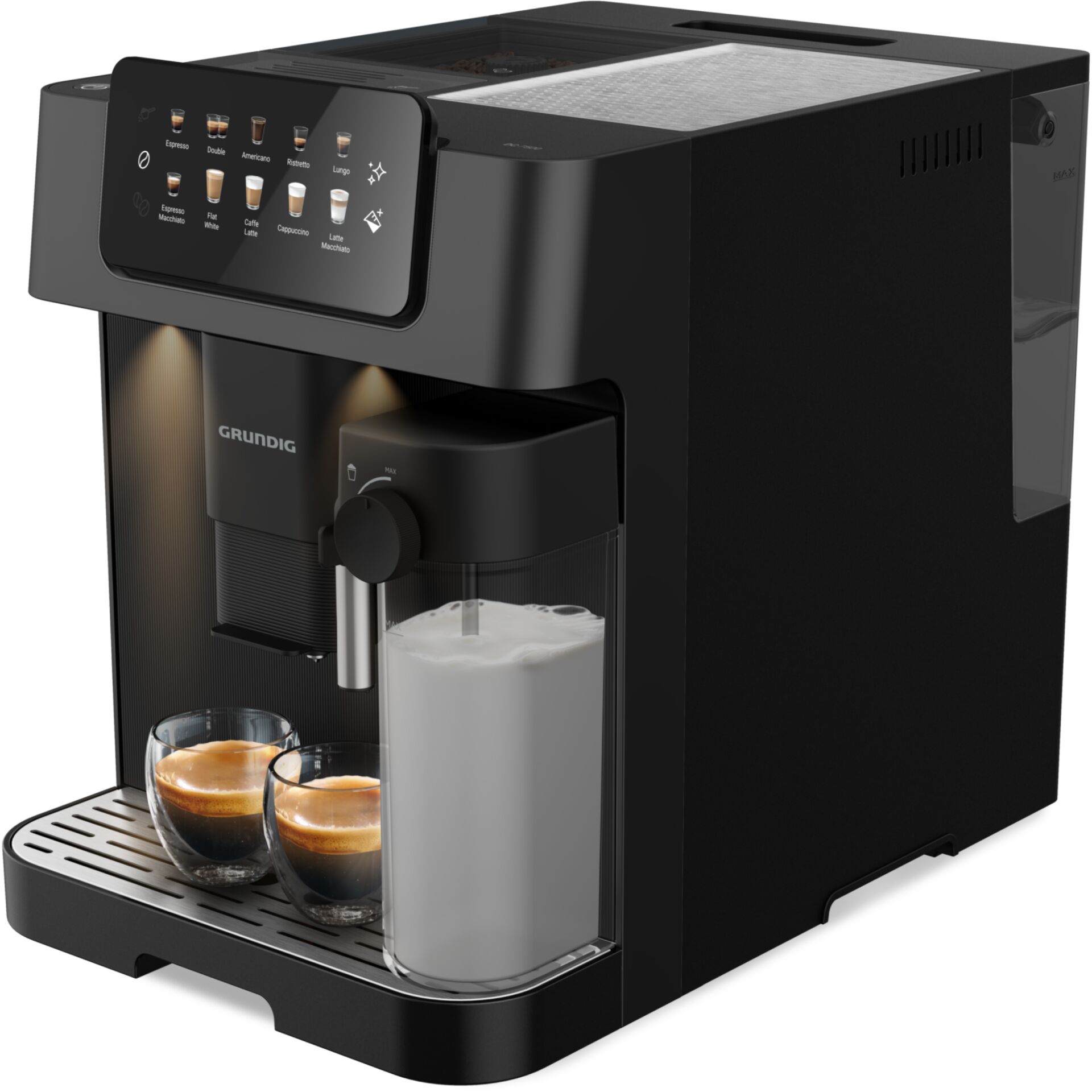 Kaffeemaschine, Espresso-Maschine, Milchbehälter, Spülbereich, Tropfschale