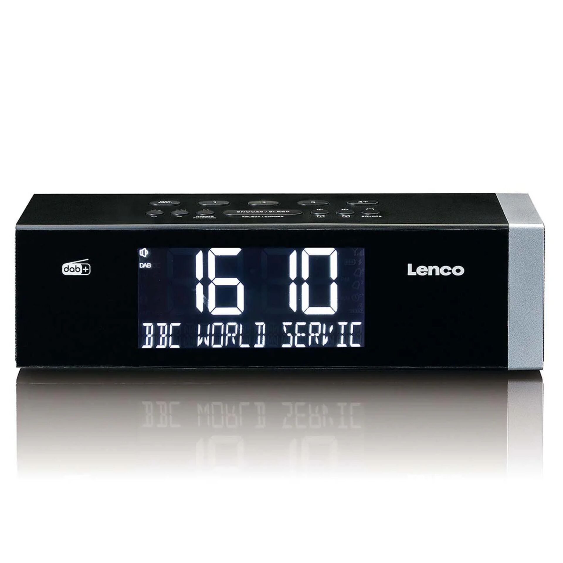 digital clock, alarm clock, LED display, tabletop clock, Lenco