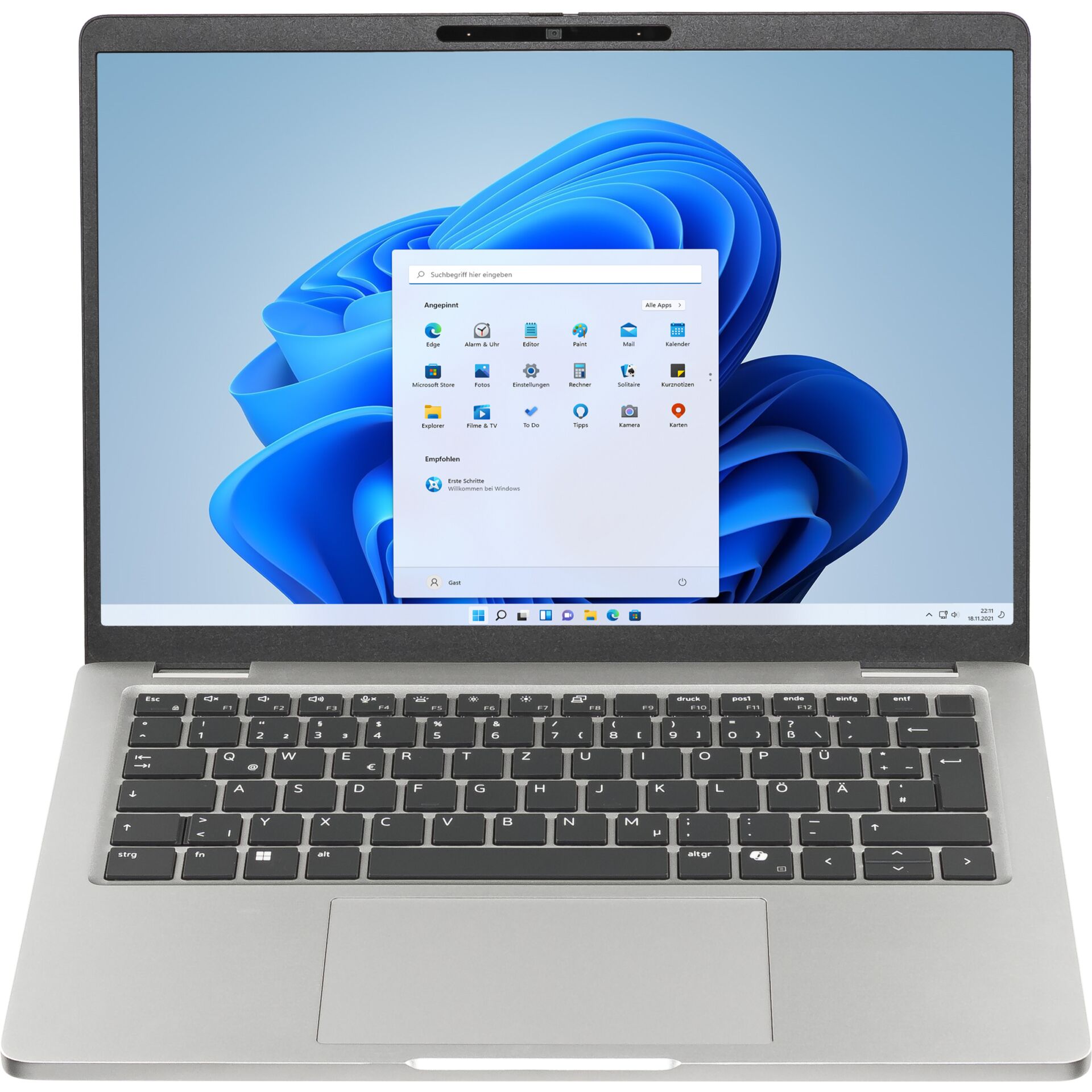 Laptop, Notebook, Windows Laptop, Silbernes Gehäuse, Hintergrundbeleuchtete Tastatur