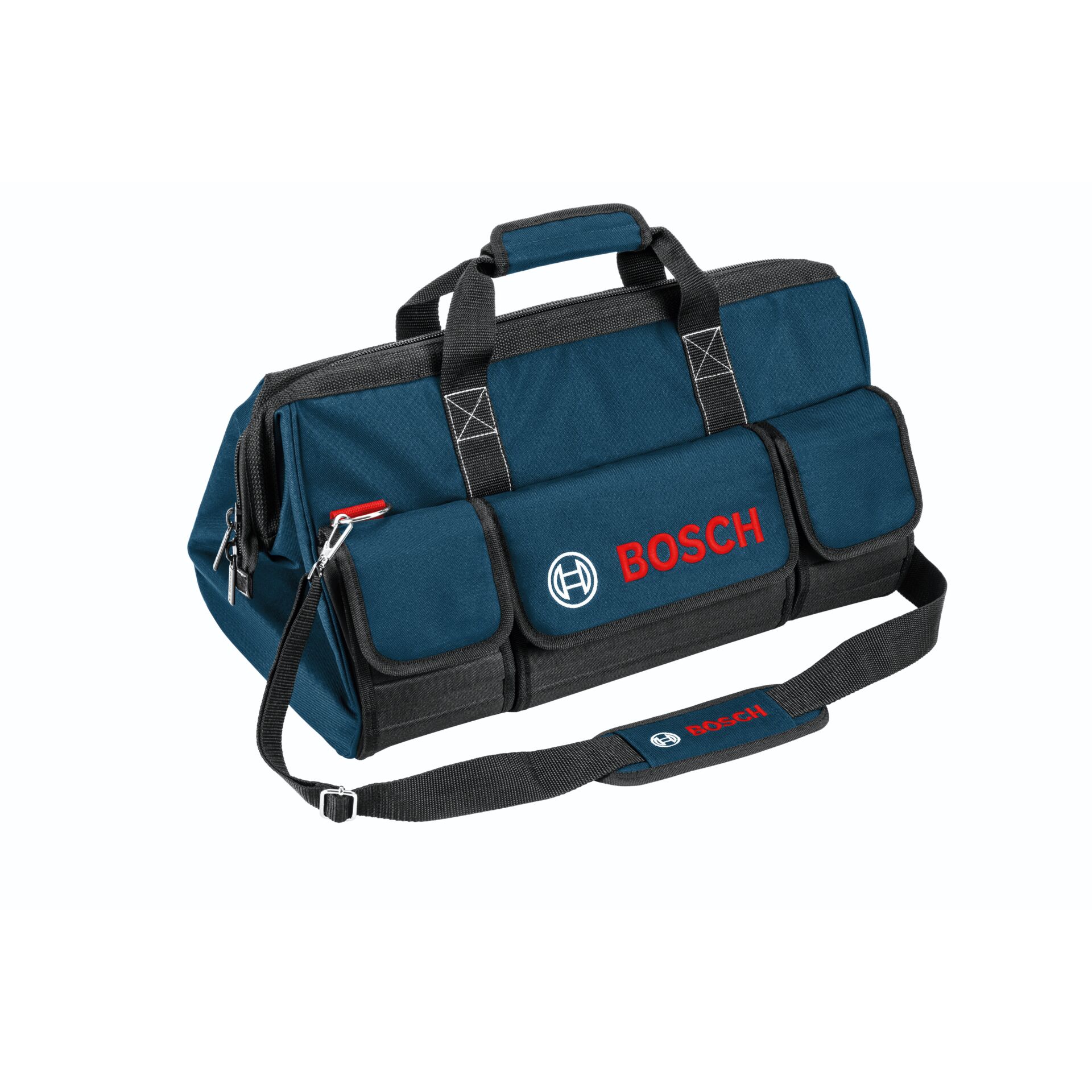 Werkzeugtasche, Werkzeugkoffer, blaue Tasche, Tragegriff, Bosch Logo