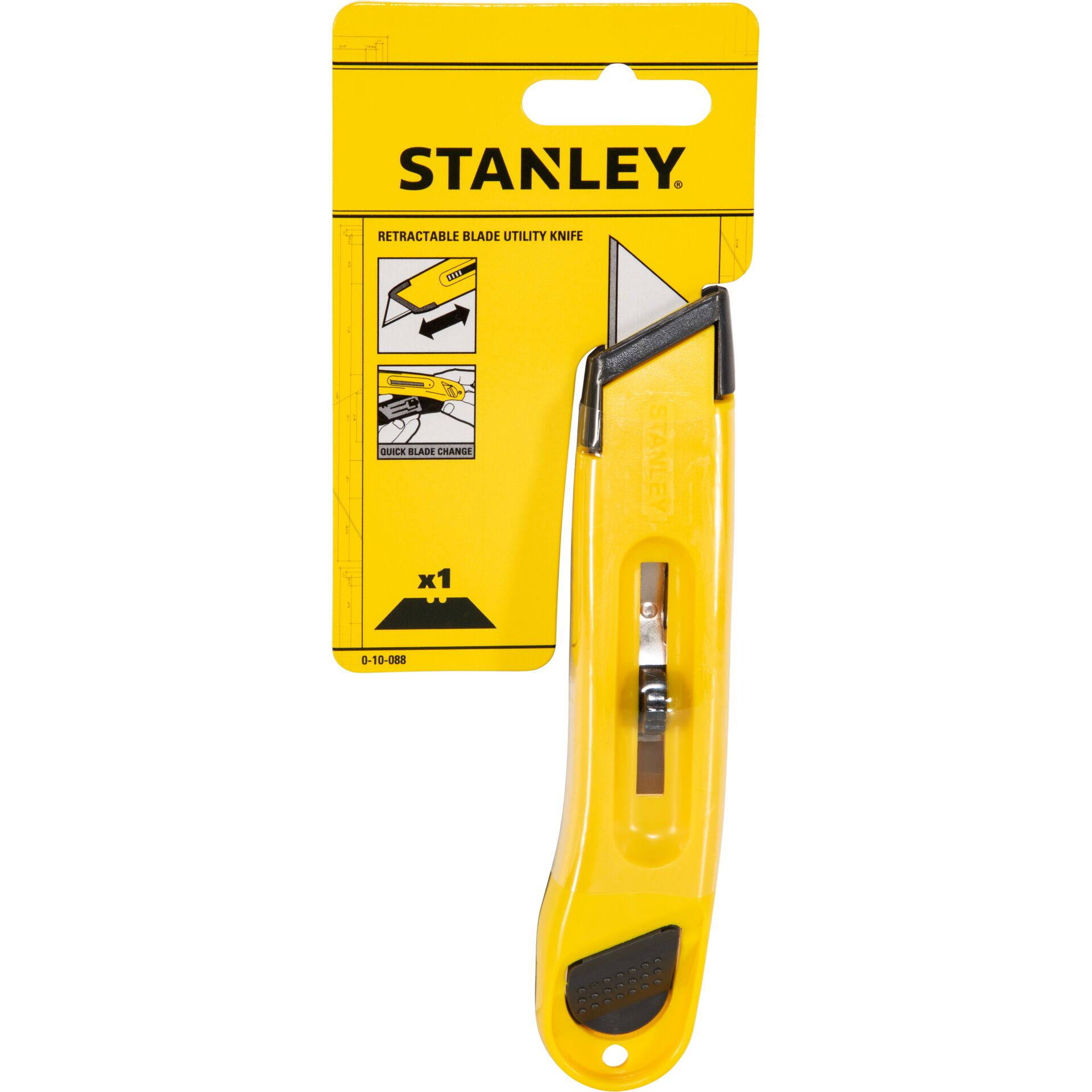 Stanley cutter, Utility knife, Box cutter, Yellow handle, Retractable blade, Stanley Messerm, ausziehbare Klinge, gelbe Griff, verpackungseinheit, Metallklinge
