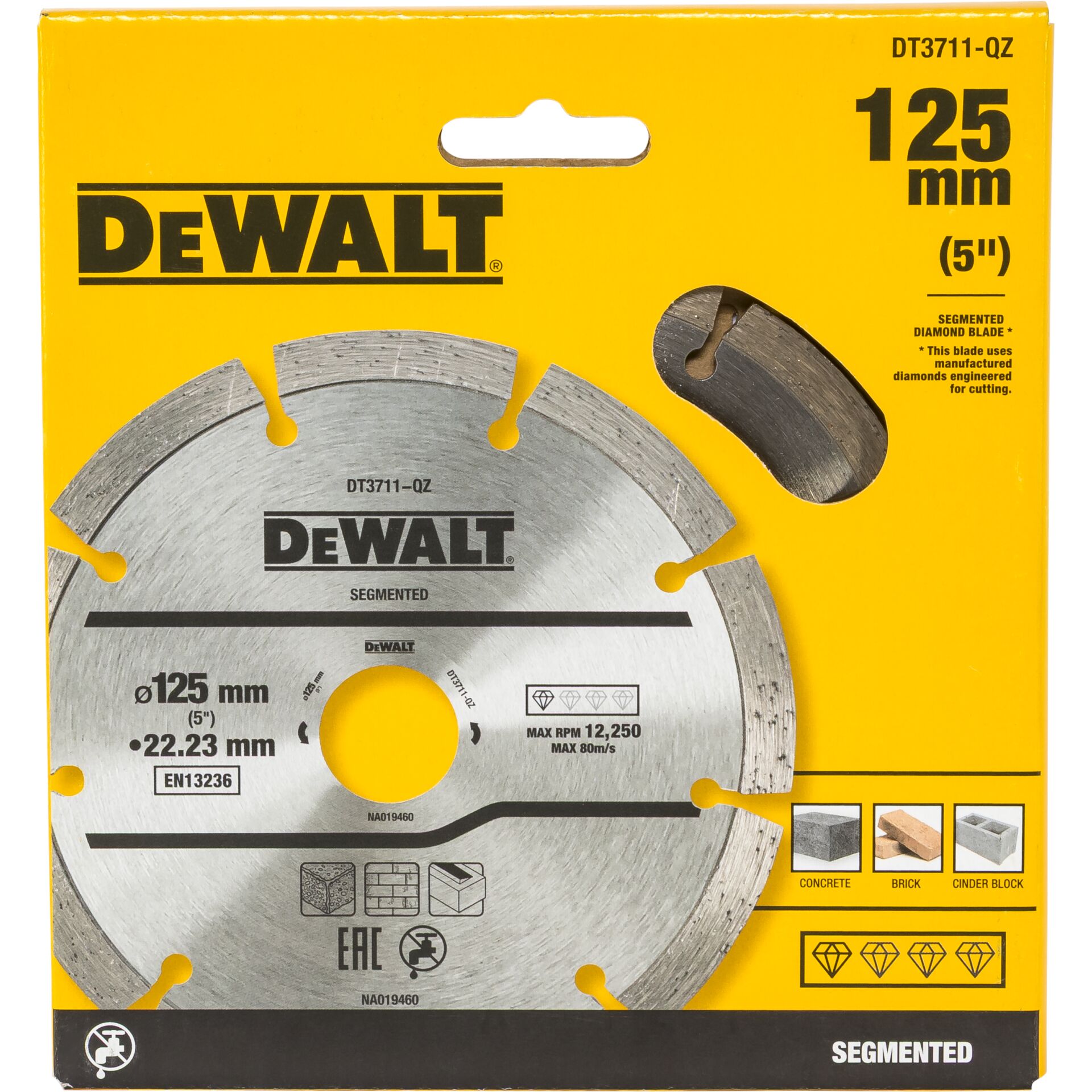 Diamant-Scheibe, 125 mm, Segmentierte Scheibe, Werkzeugdiamant, DeWalt
