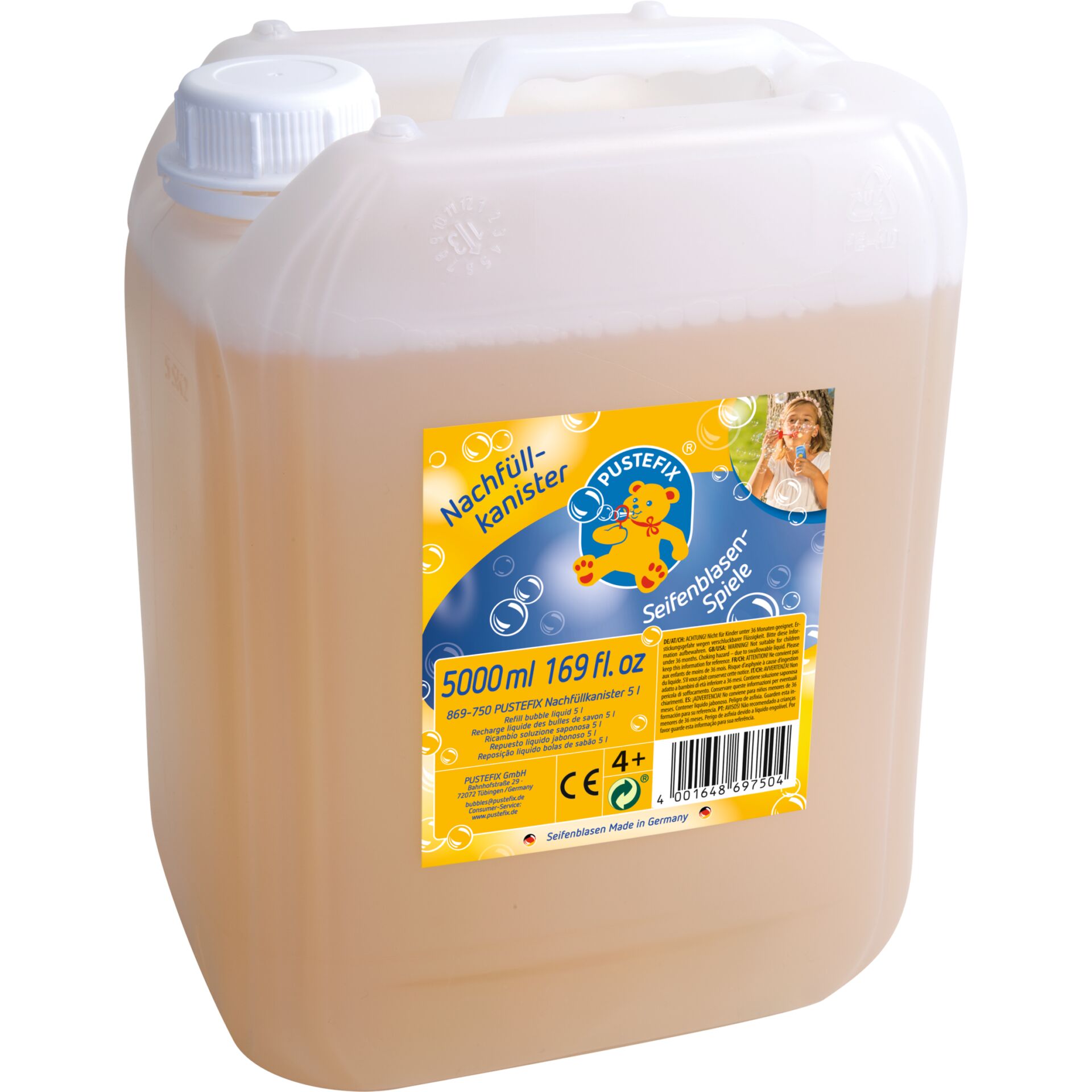 Seifenblasen-Spiel, Nachfüllkanister, 5000 ml, PUSTEFIX, Spielzeugreiniger