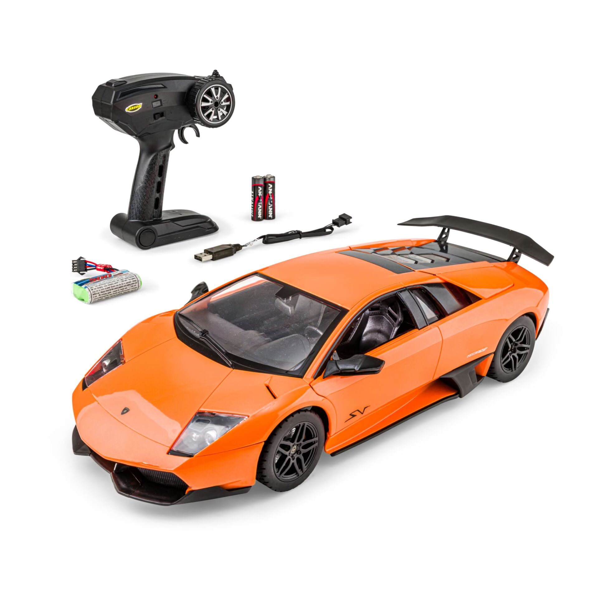 RC Auto,  Fernsteuerung,  orangefarbiges Auto,  Batterien,  Ladegerät