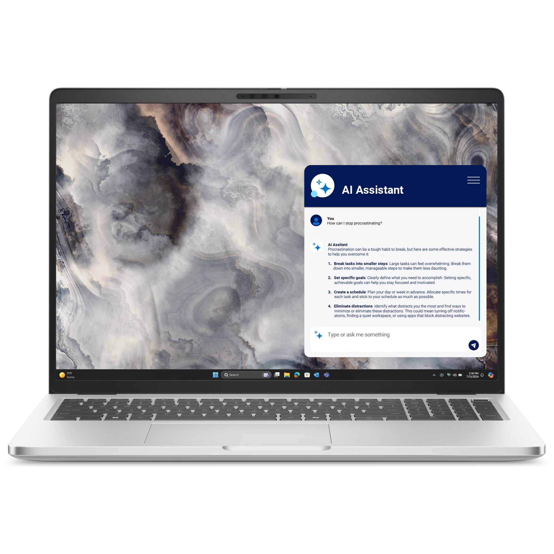 laptop, notebook, silber, macOS, KI-Assistenten-Fenster