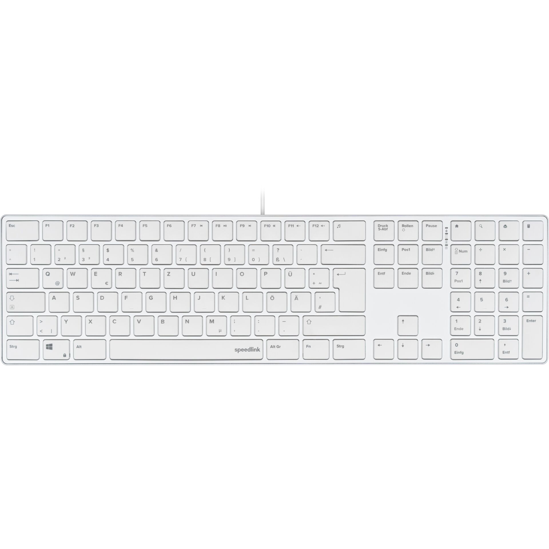 Tastatur, QWERTZ, Vollgröße, Silber, USB