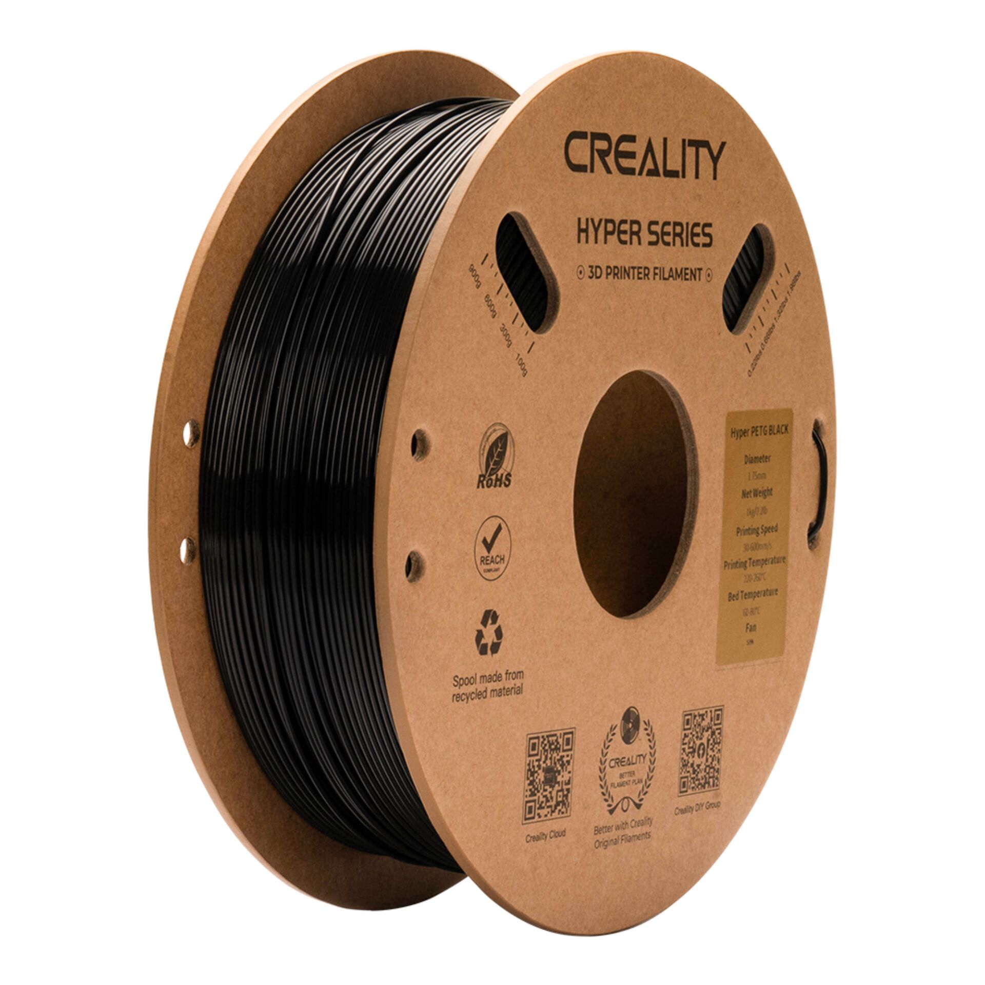 3D-Druck-Filament, PETG, schwarz, Spule, HYPER SERIES