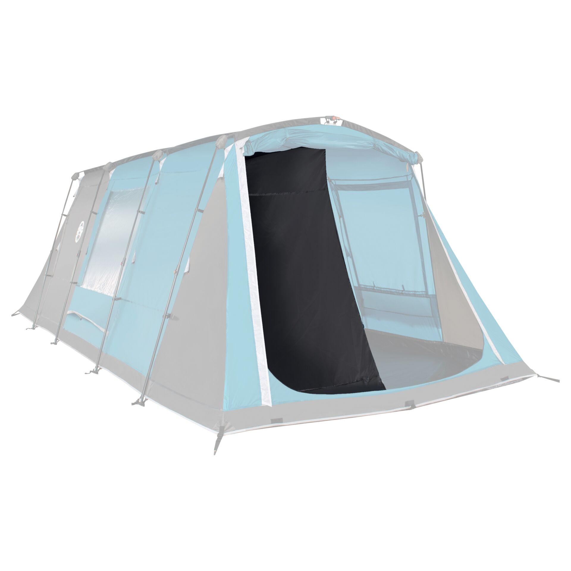 Campingzelt, Kuppelzelt, Tür mit Nylongewebe, Türöffnung, Außenfarbe blau
