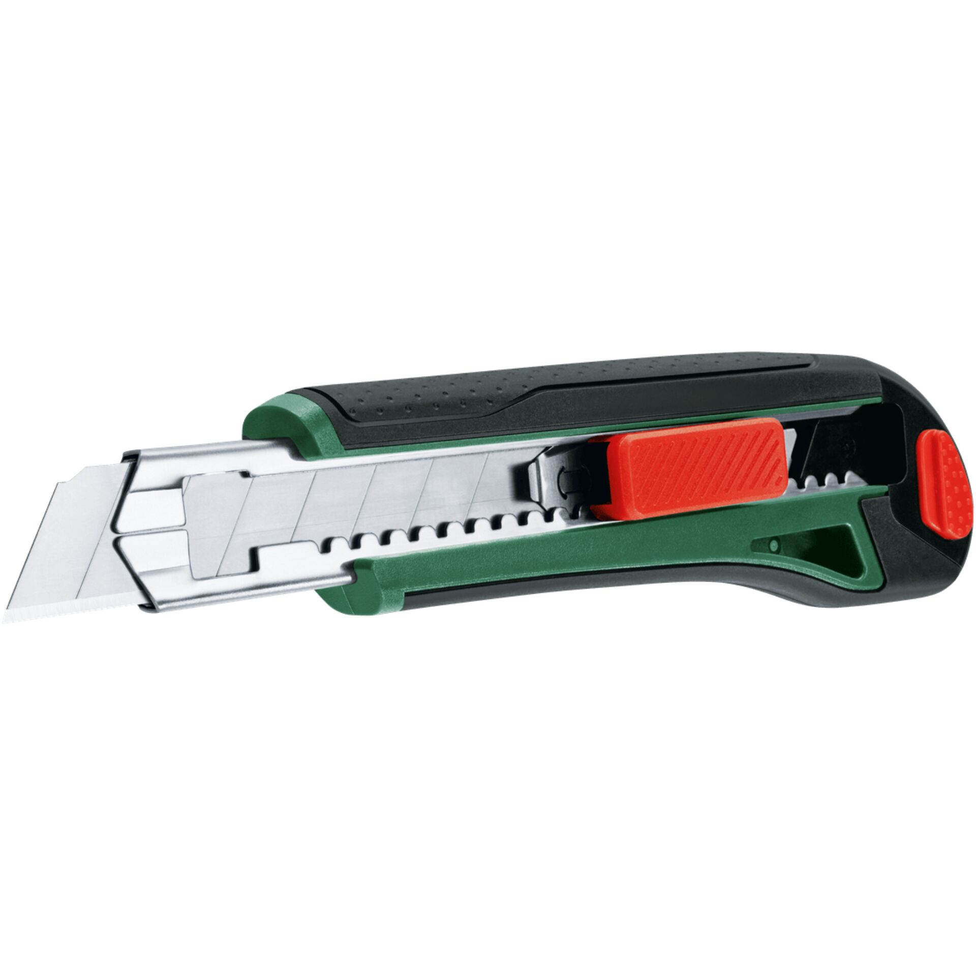 Abbrechmesser, Kreuzlinienmesser, Reißzahnung, Griffgrip, Klingenschiene