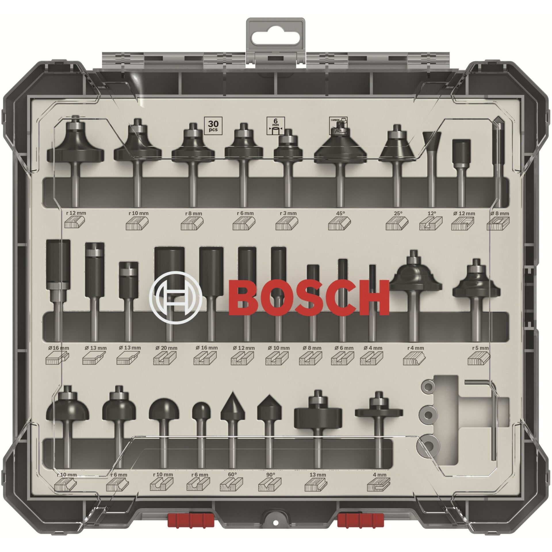 Bosch 30 tlg Mixed Fräser Set  6mm Schaft