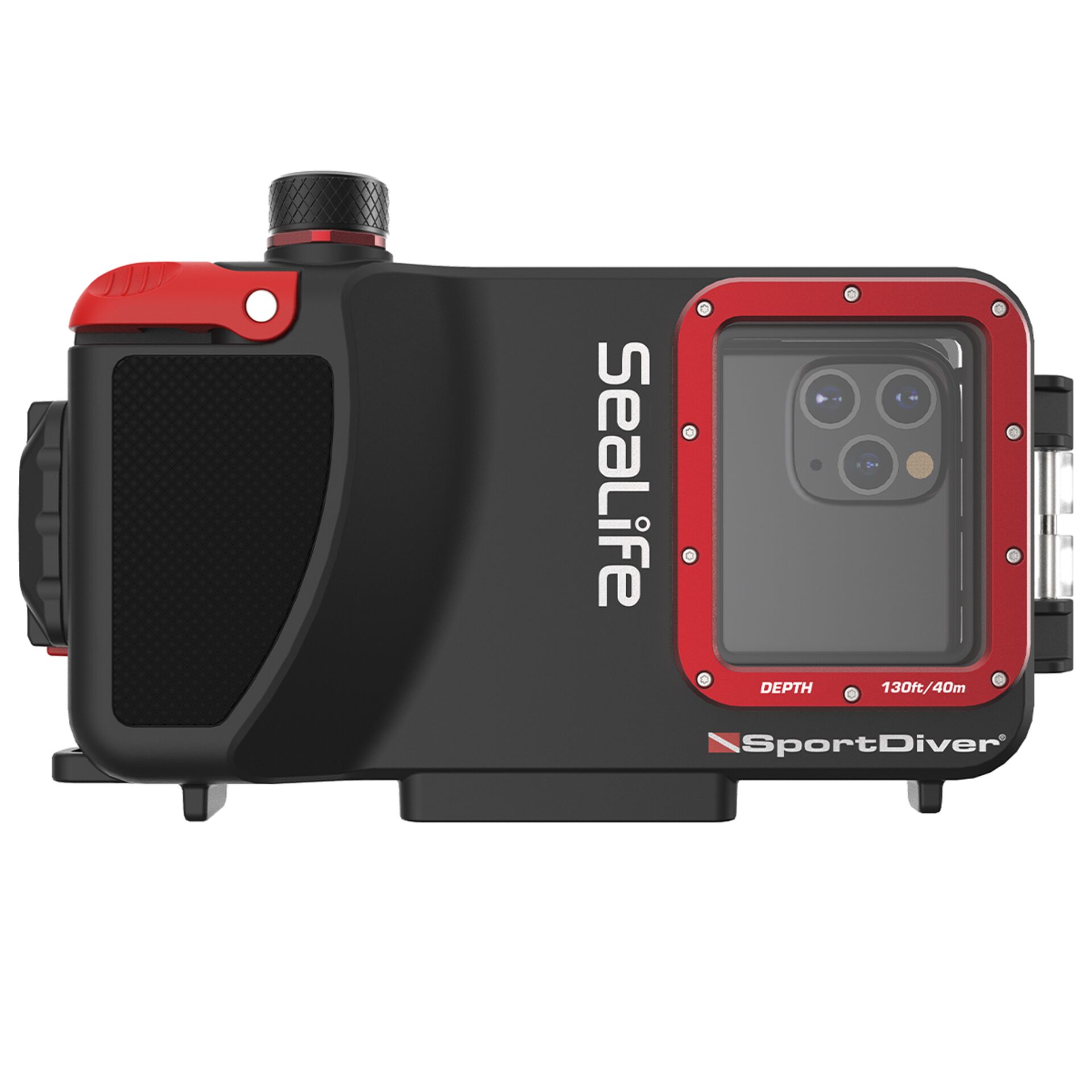 unterwasser-kamera, sportdiver, rot-framed, wasserdicht, linsenabdeckung