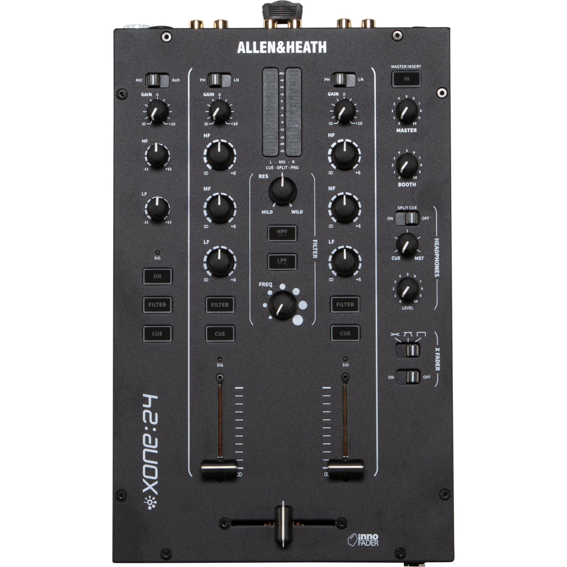DJ-Mixer, 3-Kanal, analog, Fader, Knöpfe