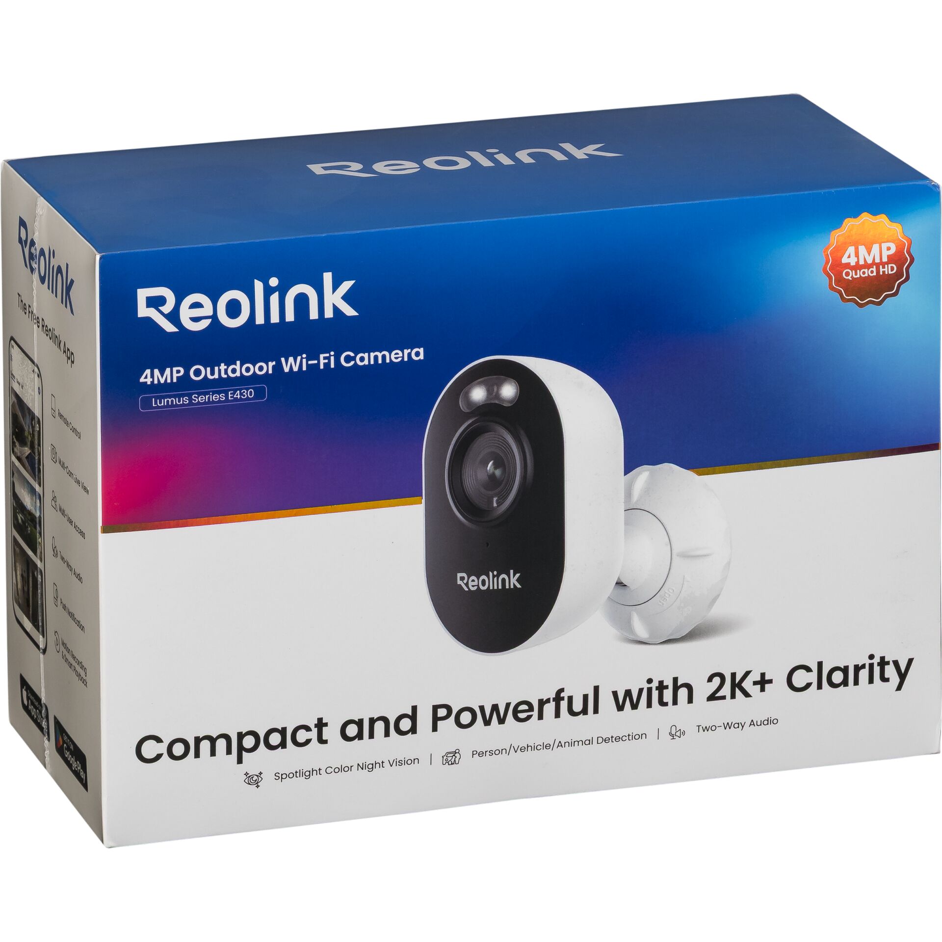 Elektronik, Kamera, Fön, Gerät, Elektrisches Gerät, Outdoor-Kamera, 4MP, Wi-Fi, Lumus-Serie, Verpackung