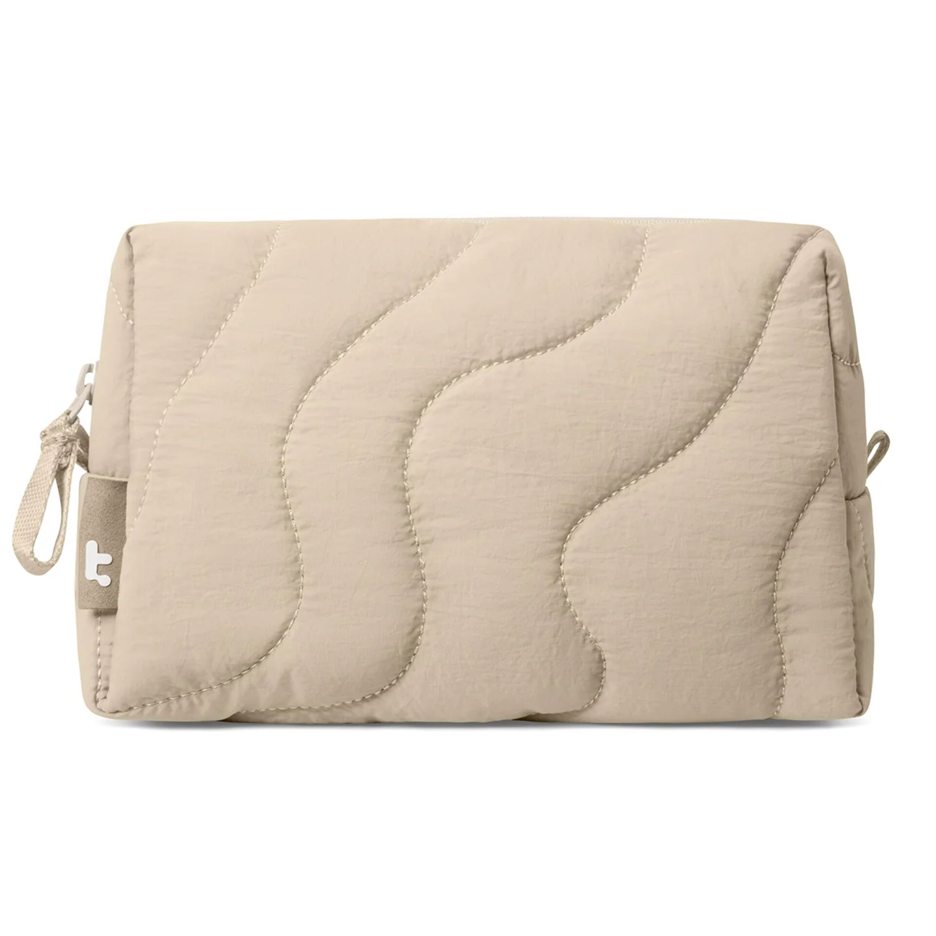 Kosmetiktasche, Beige, Quiltung, Reißverschluss, Handtaschen-Organizer