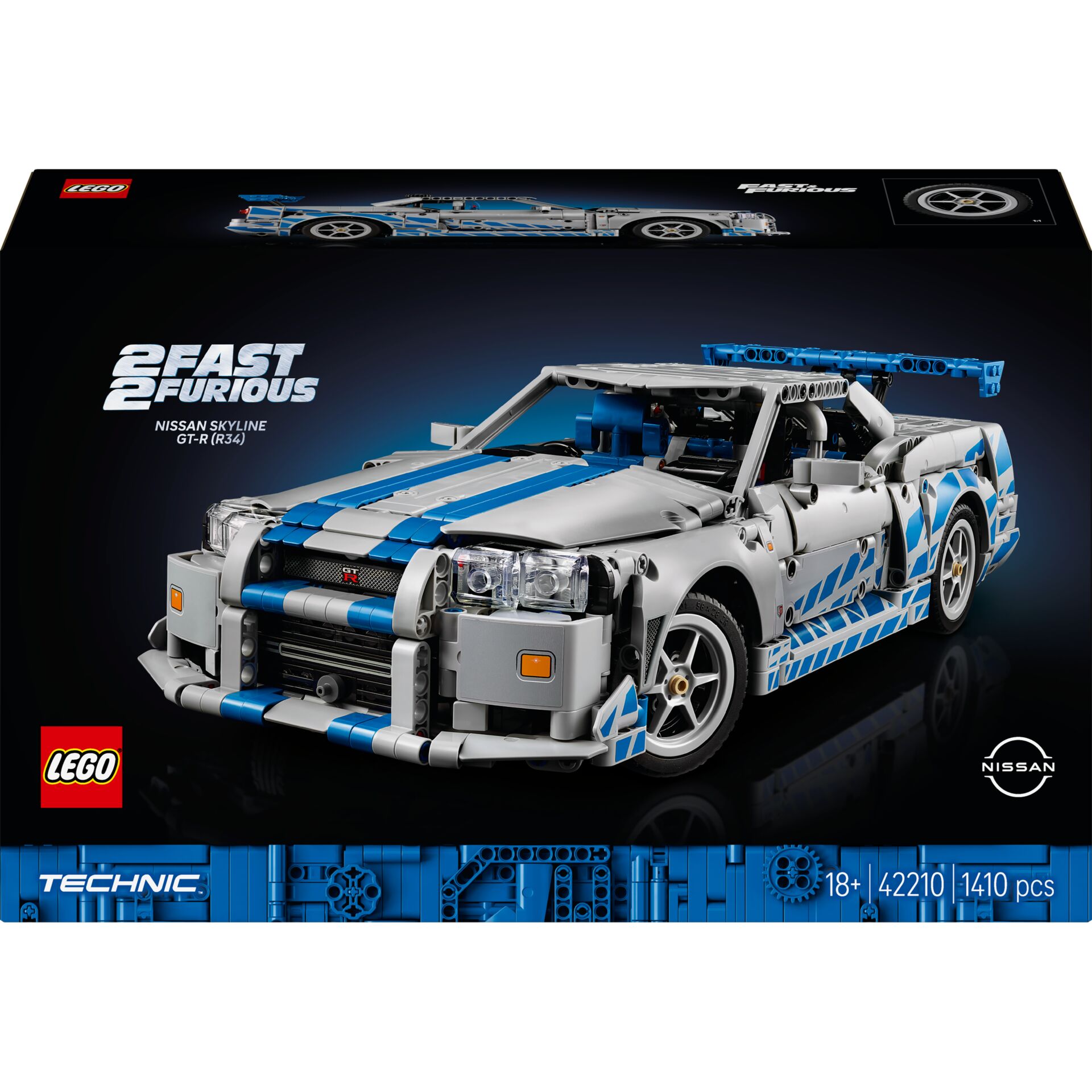 LEGO, Technic, Nissan GT-R, Sportwagen, Blau-Weiß
