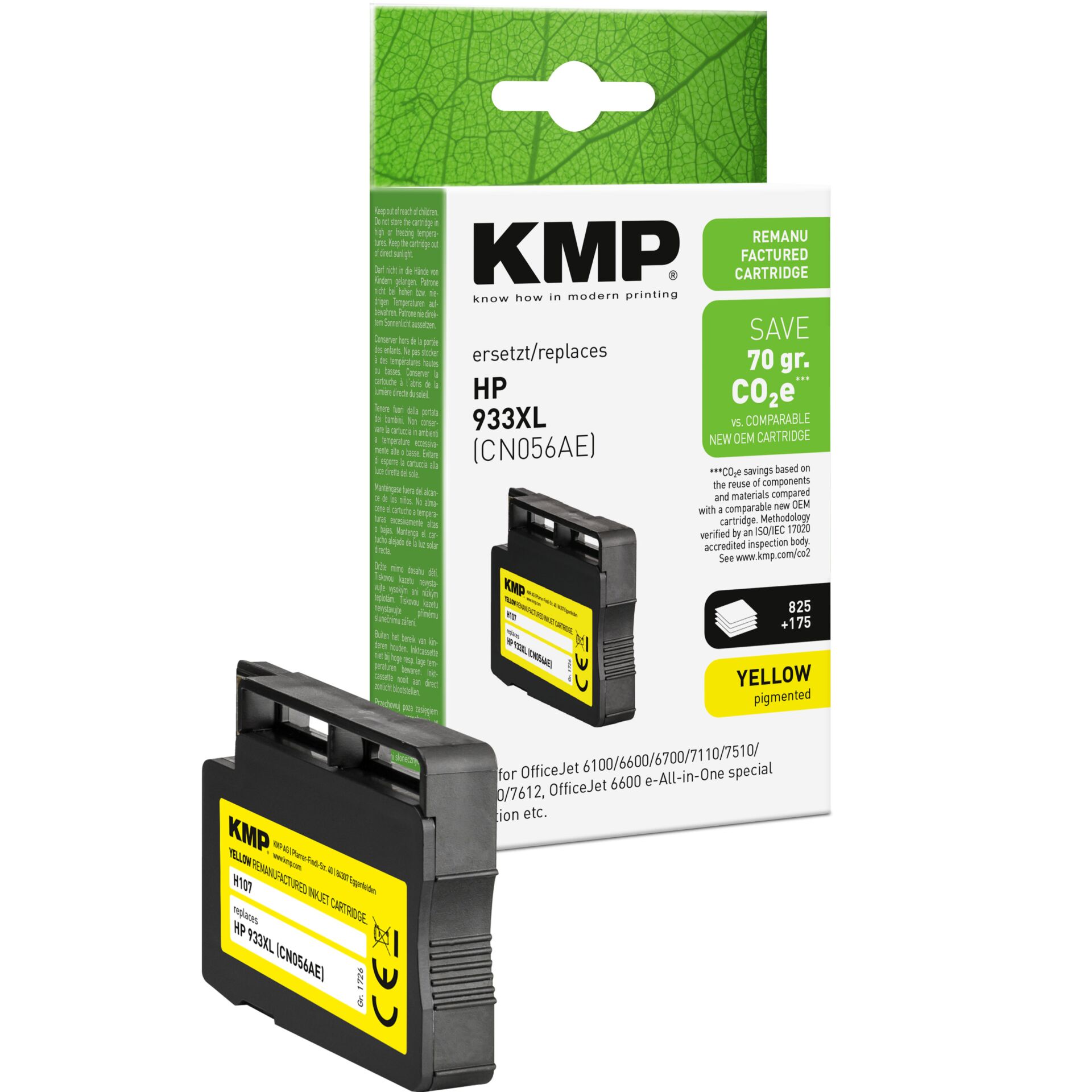 Tintenpatrone, HP 933XL, KMP, Gelb, CO2-frei
