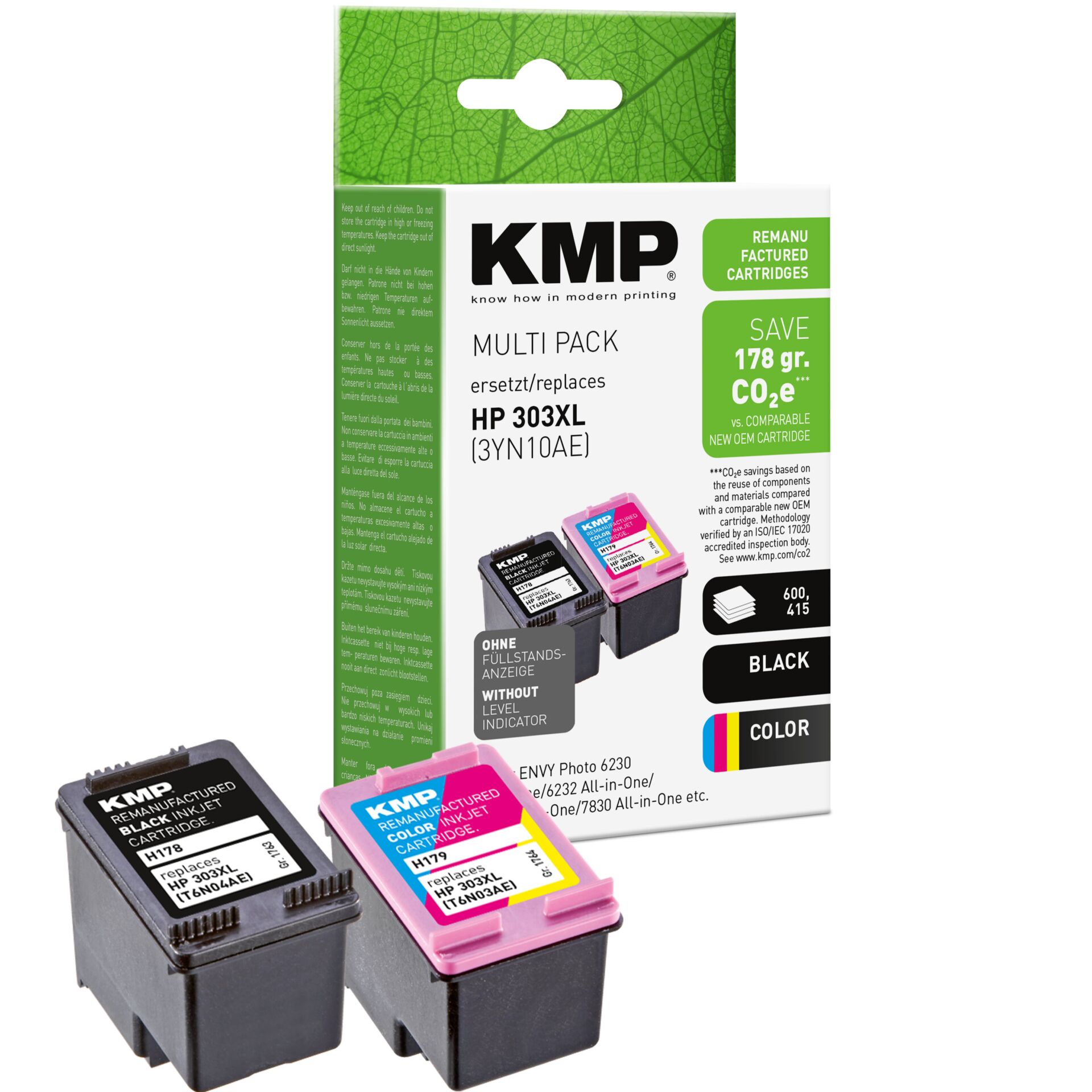 Adapter, Elektronik, Computer-Ausrüstung, Computerausrüstung, QR-Code, Tintenpatronen, KMP, MULTI PACK, HP 303XL, Farbdruckerpatronen