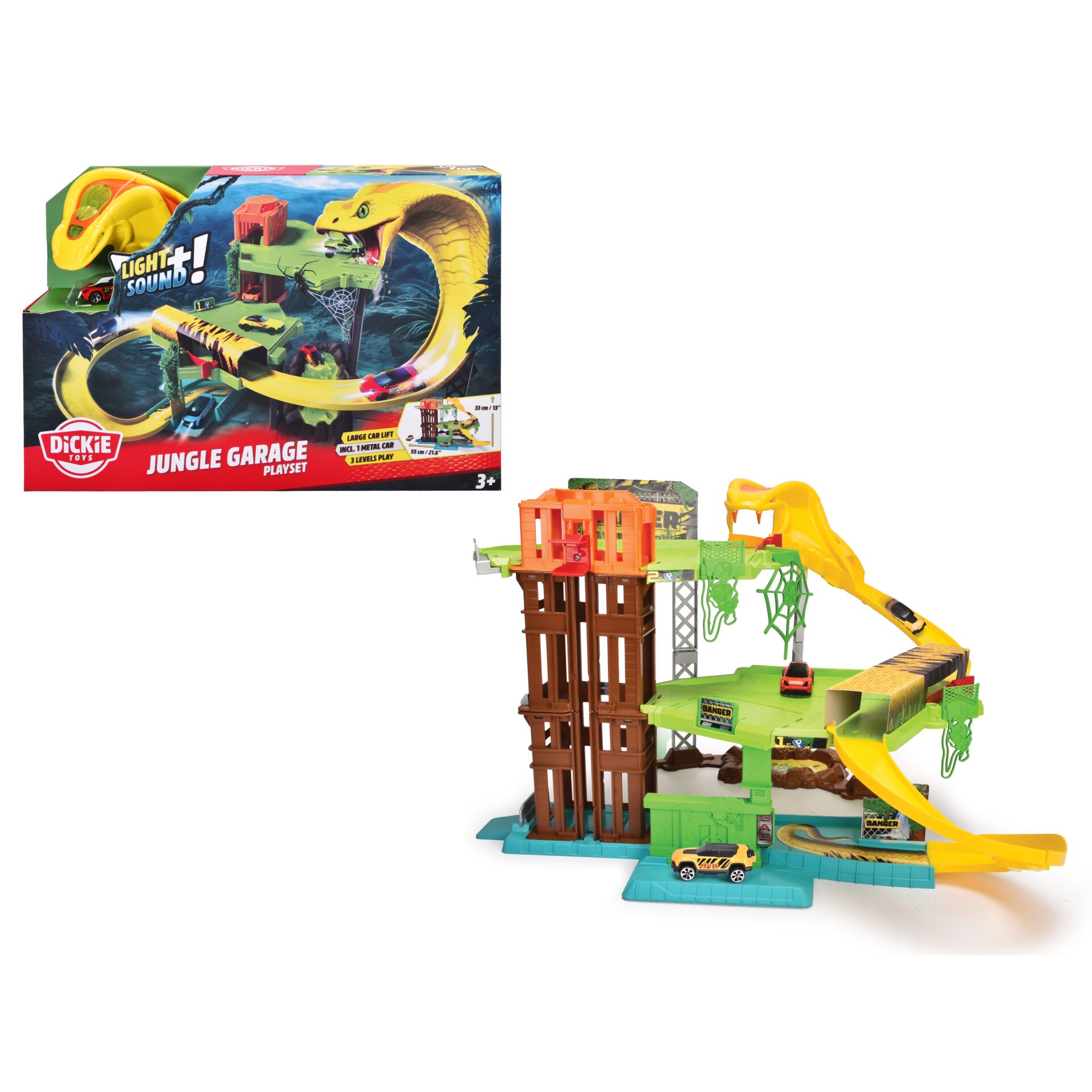 Spielzeug, Jungle-Garage, Klemmbausteine, Rutschbahn, Dino-Thema