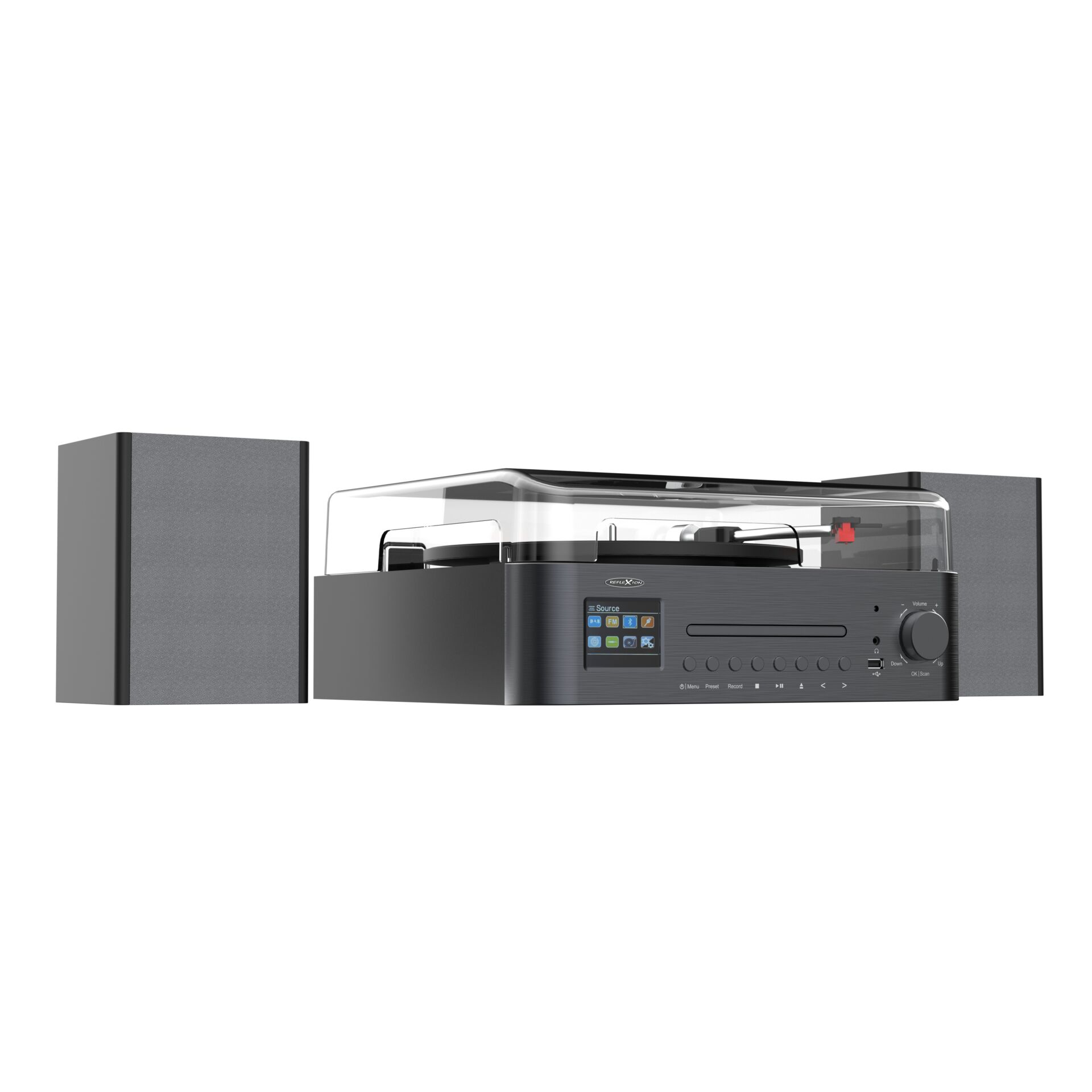HiFi-System, All-in-One-Lautsprecher, CD/DVD-Player, Display-Bildschirm, Lautsprecher enthalten
