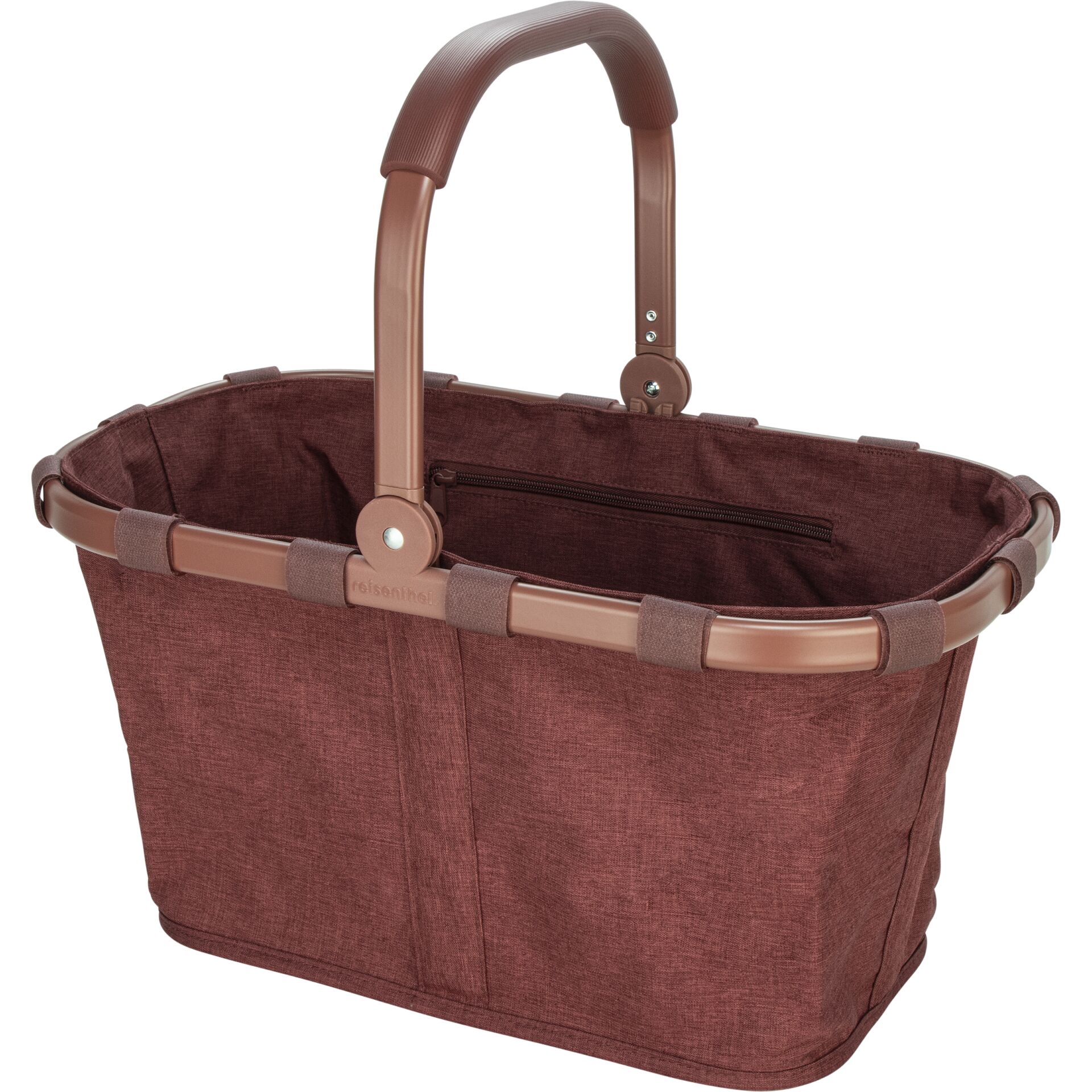 Henkeltasche, Stoffkorb, Reißverschlussfach, Roségold, Tragestange