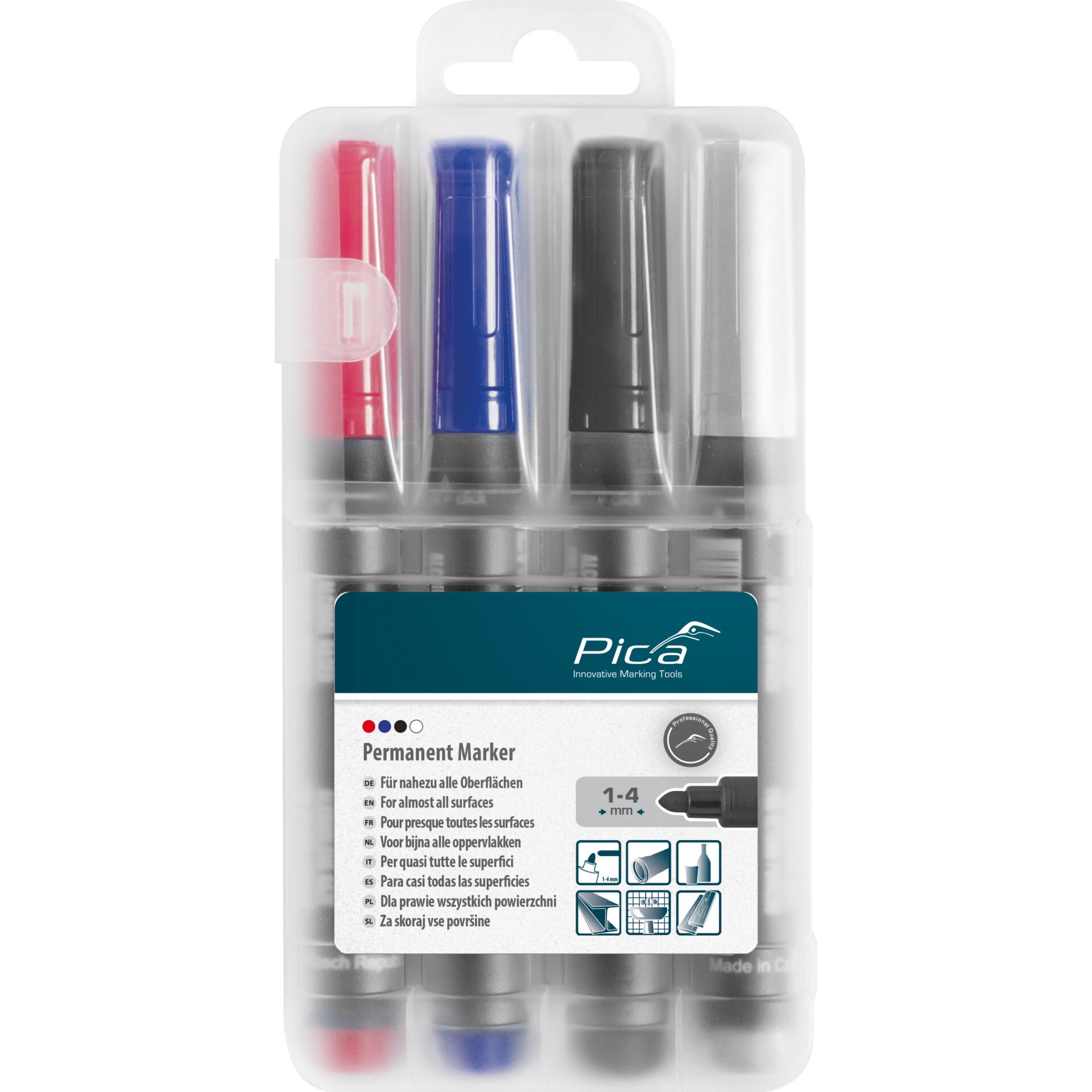 Pica permanent Marker 1-4mm  sortiert mit Instant-White