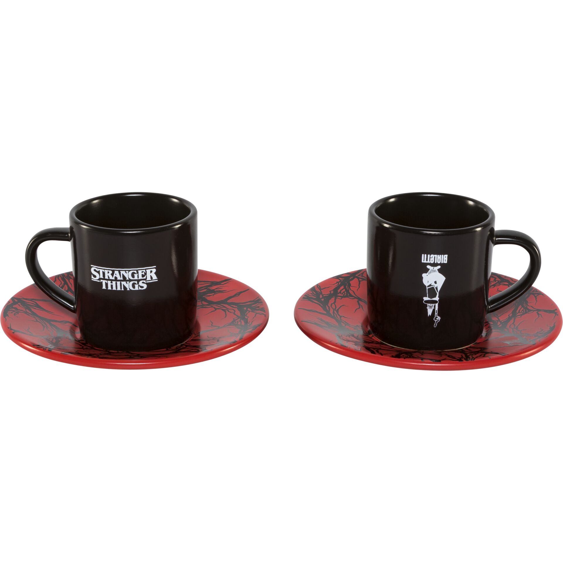 Kaffeetassen, Tassen-Set, Schwarz, Roter Teller, Stranger Things
