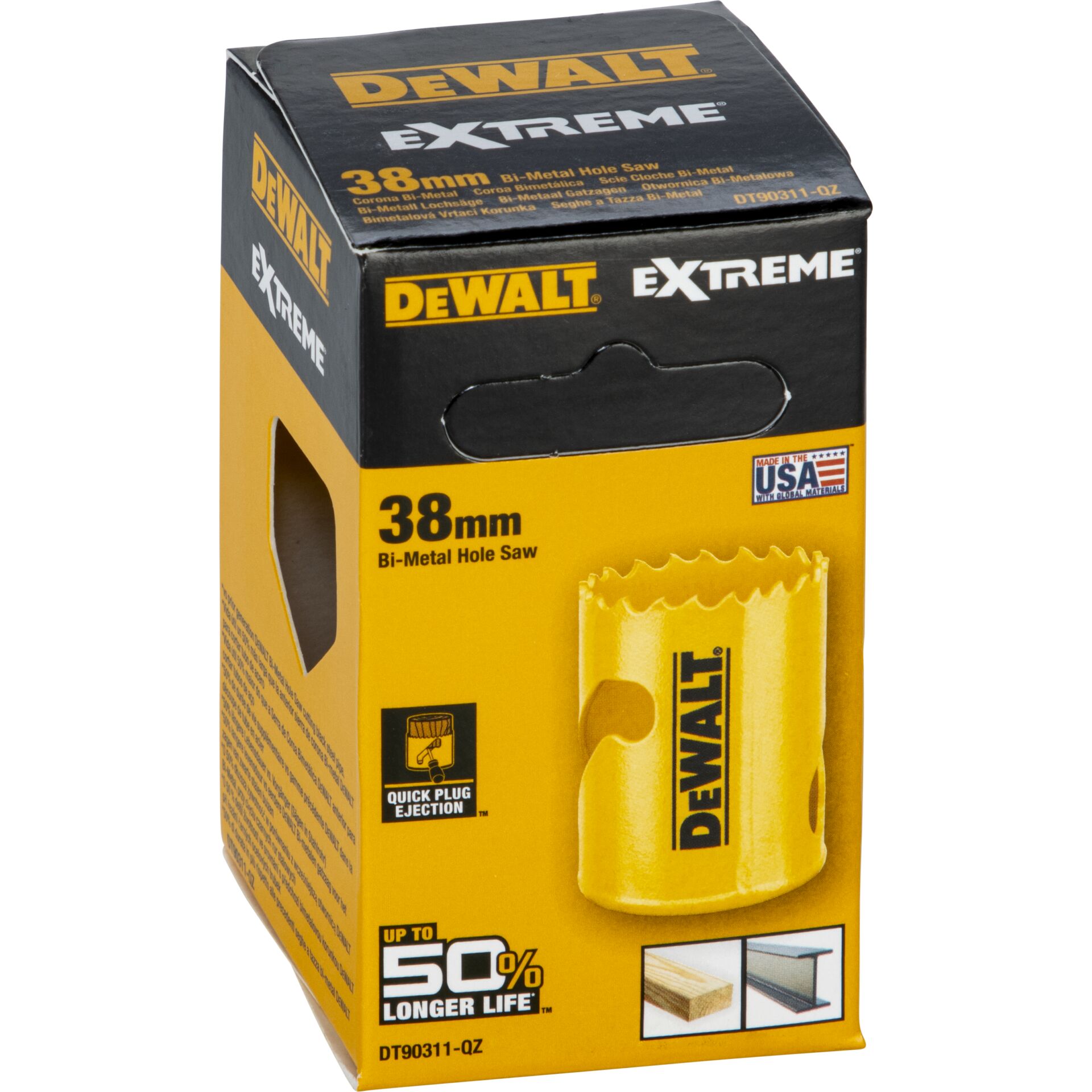 38mm, Bi-Metall, Lochsäge, Gelb, DeWalt Extreme
