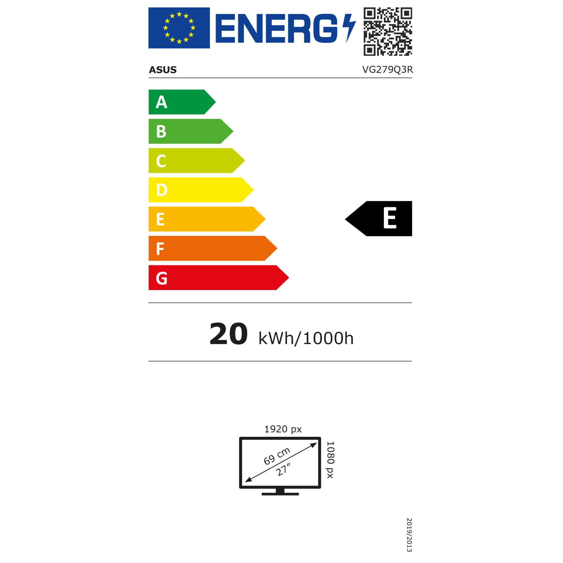 Energieeffizienz, 20 kWh/1000h, LED Anzeigelogo, ASUS, Monitor