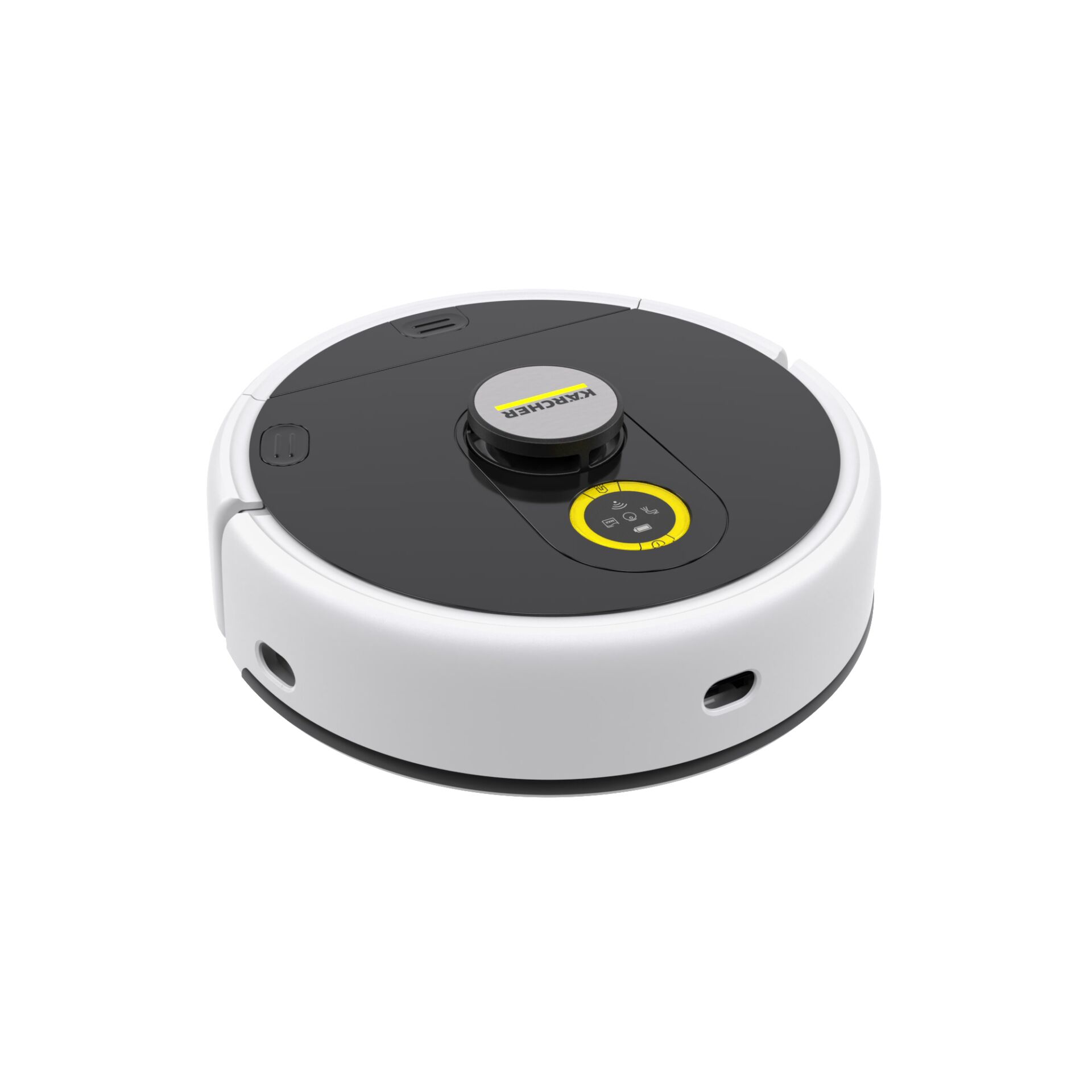 Roboter Staubsauger, Saugroboter, Rundreiniger, weißer Gehäuse, Bedienfeld