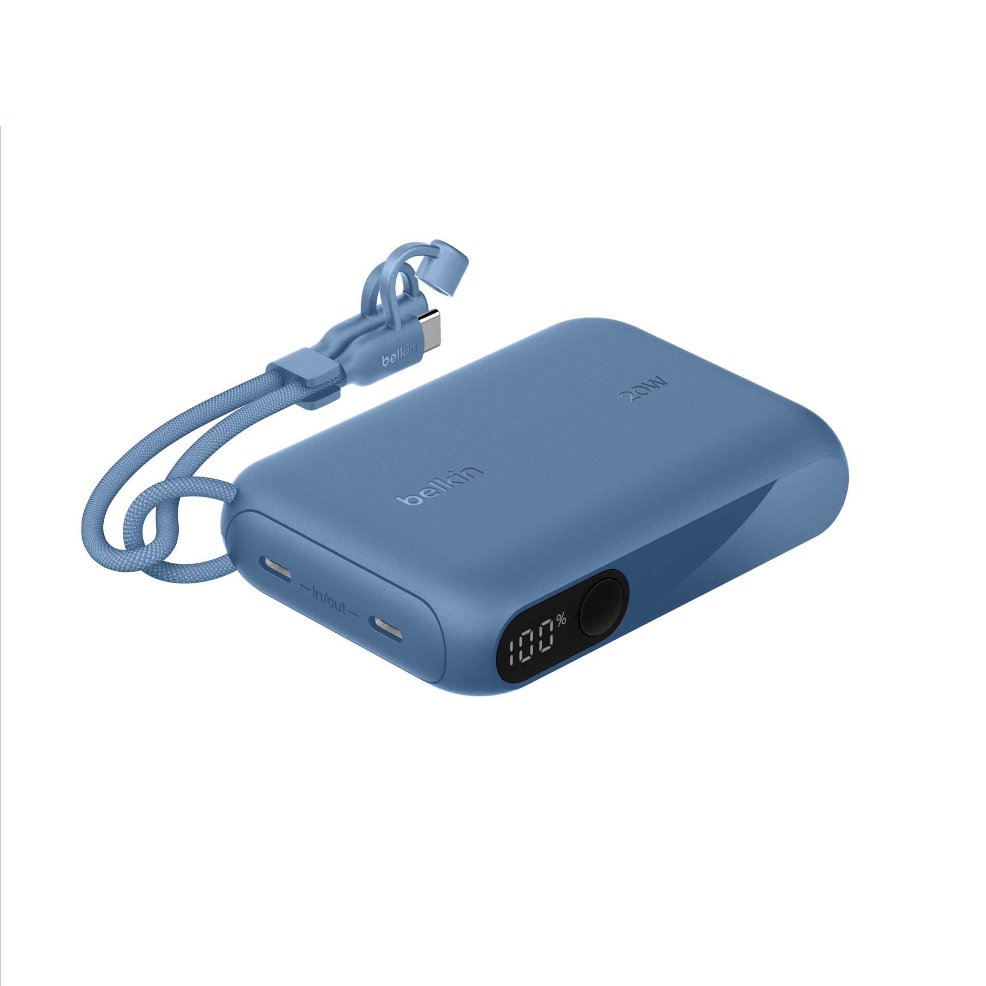 Powerbank, USB-C, Digital Display, Led Display, Blue