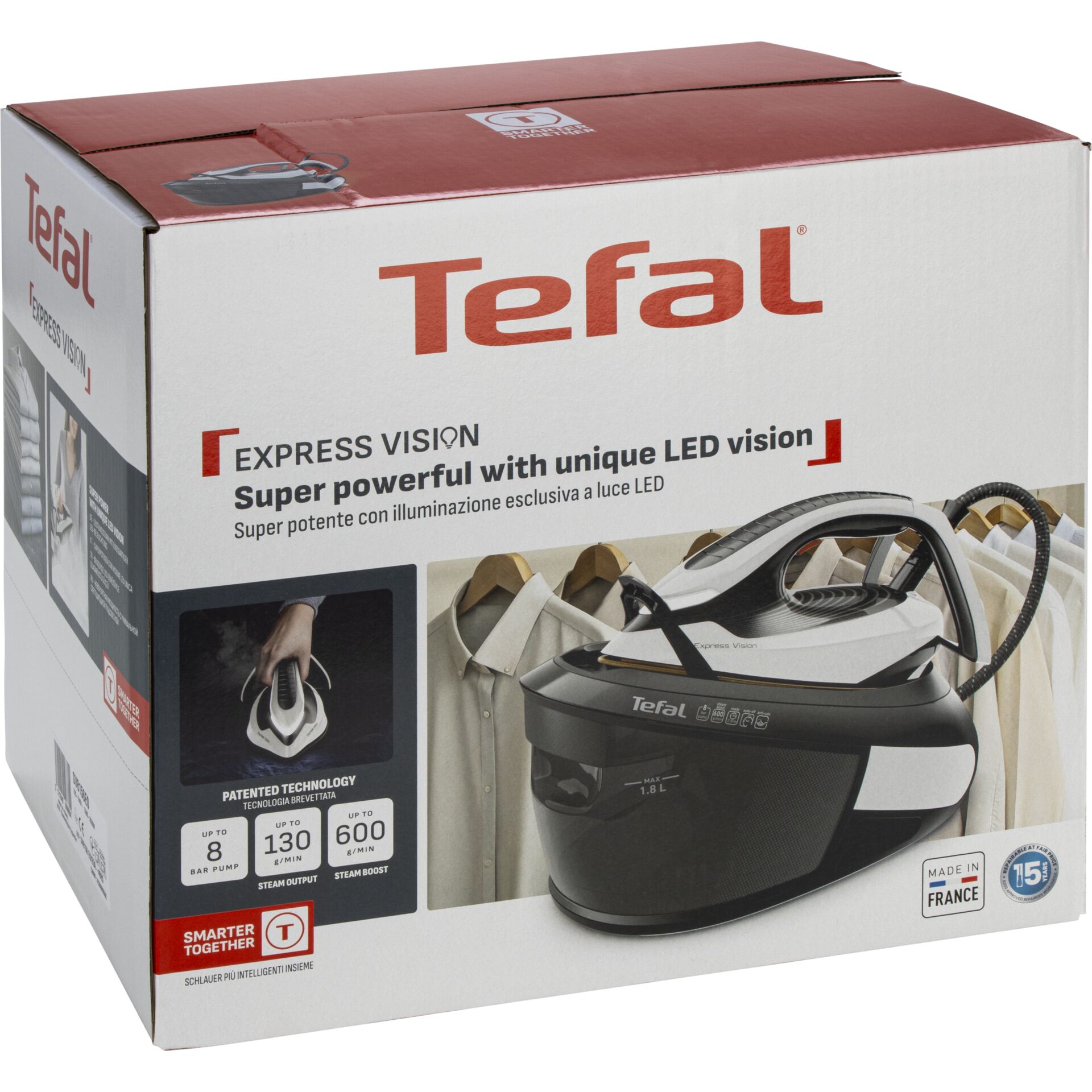 Staubsauger-Dampfreiniger, Dampf-Staubsauger, Led-Vision, Tefal, Kraftvoller Dampfbügelautomat