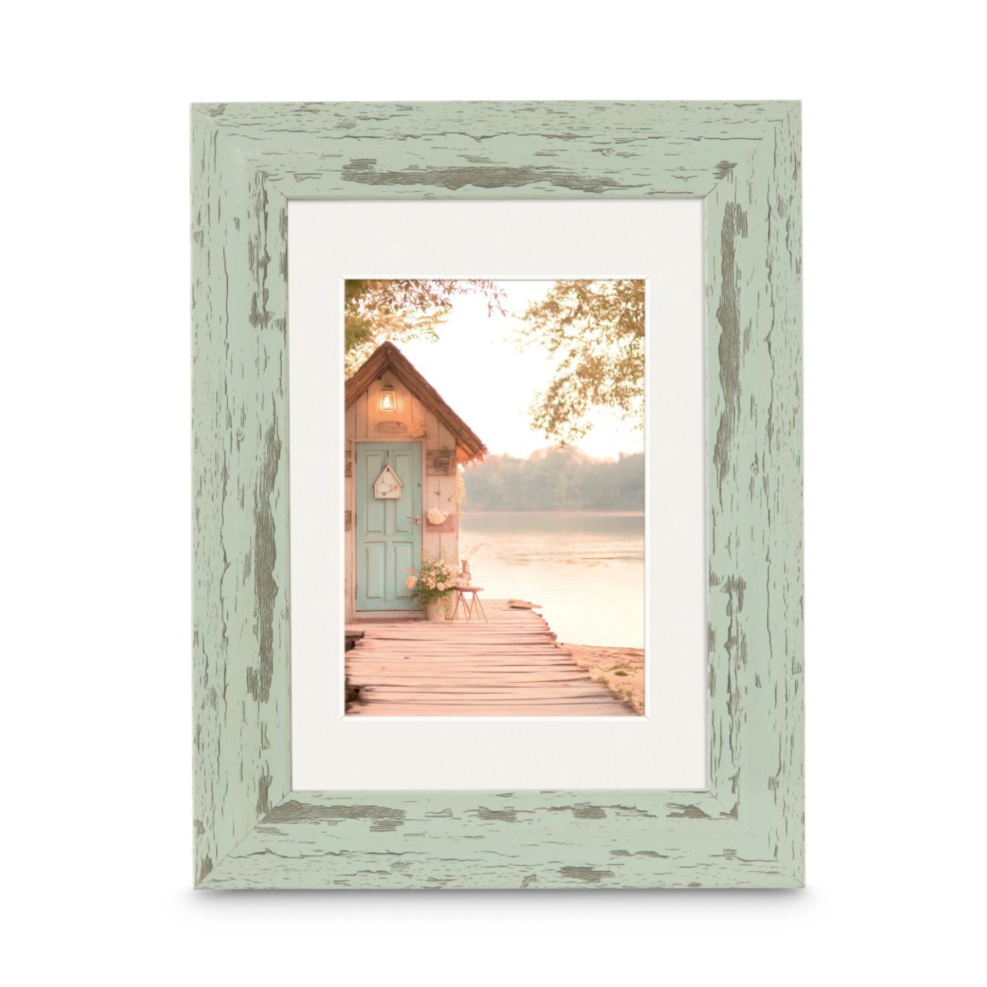 Bildrahmen, Rustikaler rahmen, Pastellgrün, Holzrahmen, Fotoprint