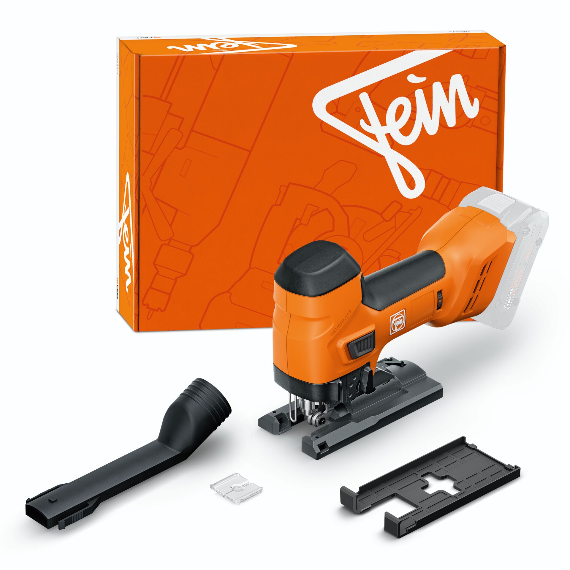 Stichsäge, Elektrosäge, Orangenfarbe, Sägeblatt, Zubehör