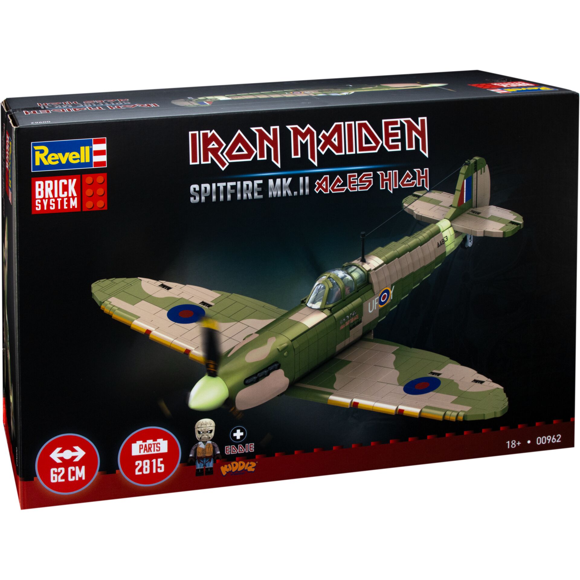 Lego Baustein-Set, Spitfire-Modell, Weltkrieg Flugzeug, Olivgrüne Tarnung, Flügelspannweite 74 cm