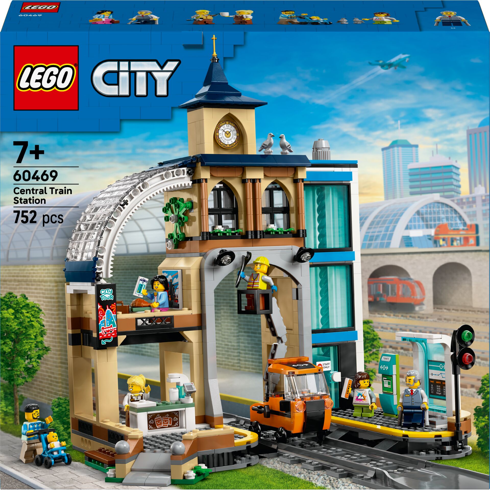 Zentraler Bahnhofsbereich, Lego City, Eisenbahn, Gleise, Minifiguren