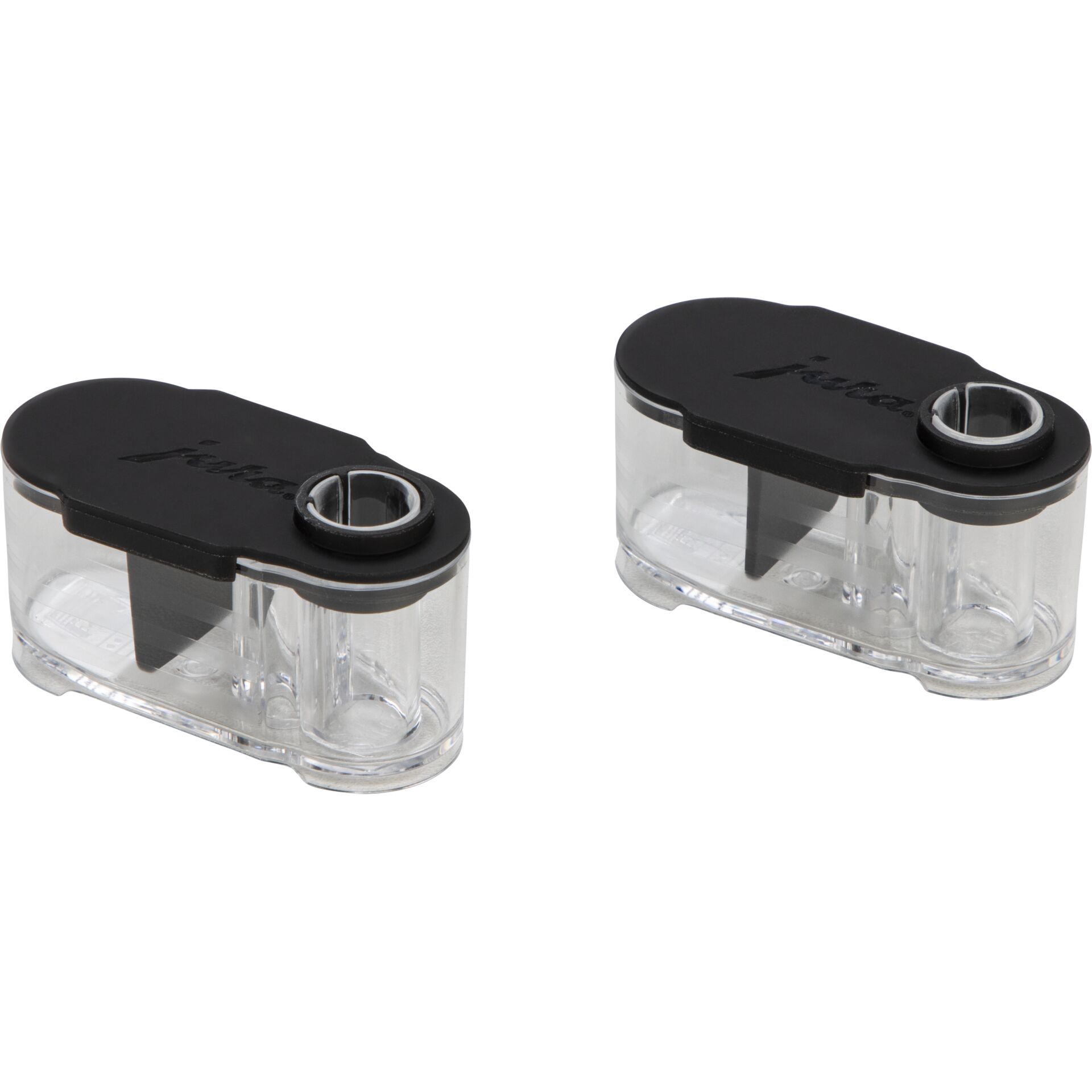 stapler, klarer behälter, schwarze deckel, löcher, küchengerät