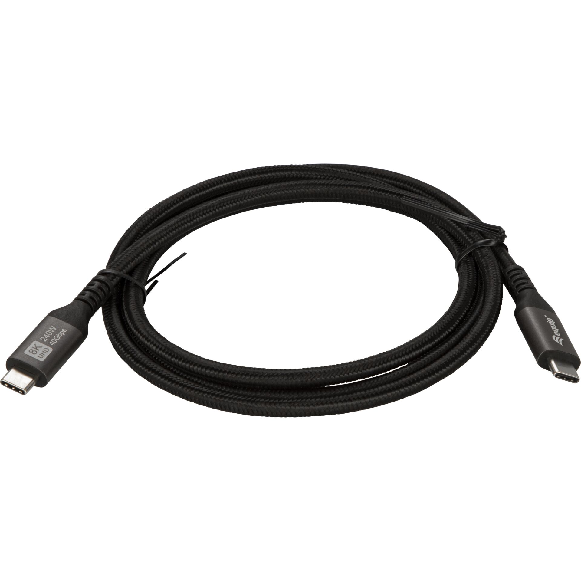 USB-C-Kabel, geflochten, schwarz, USB-C zu USB-C, 2,4A