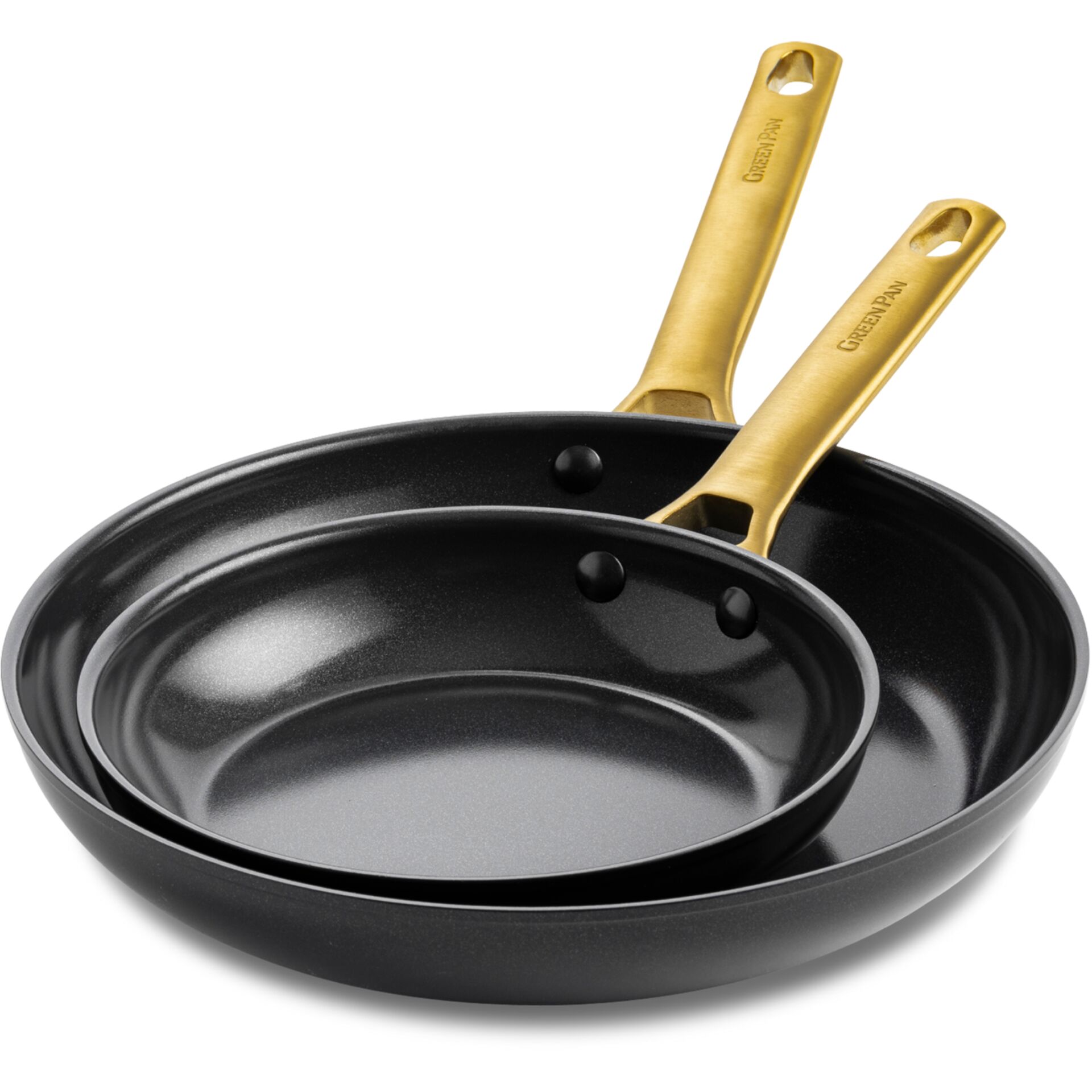 Pfannen, Edelstahlgriff, Antihaft, Pfanne 2er-Set, Schwarz
