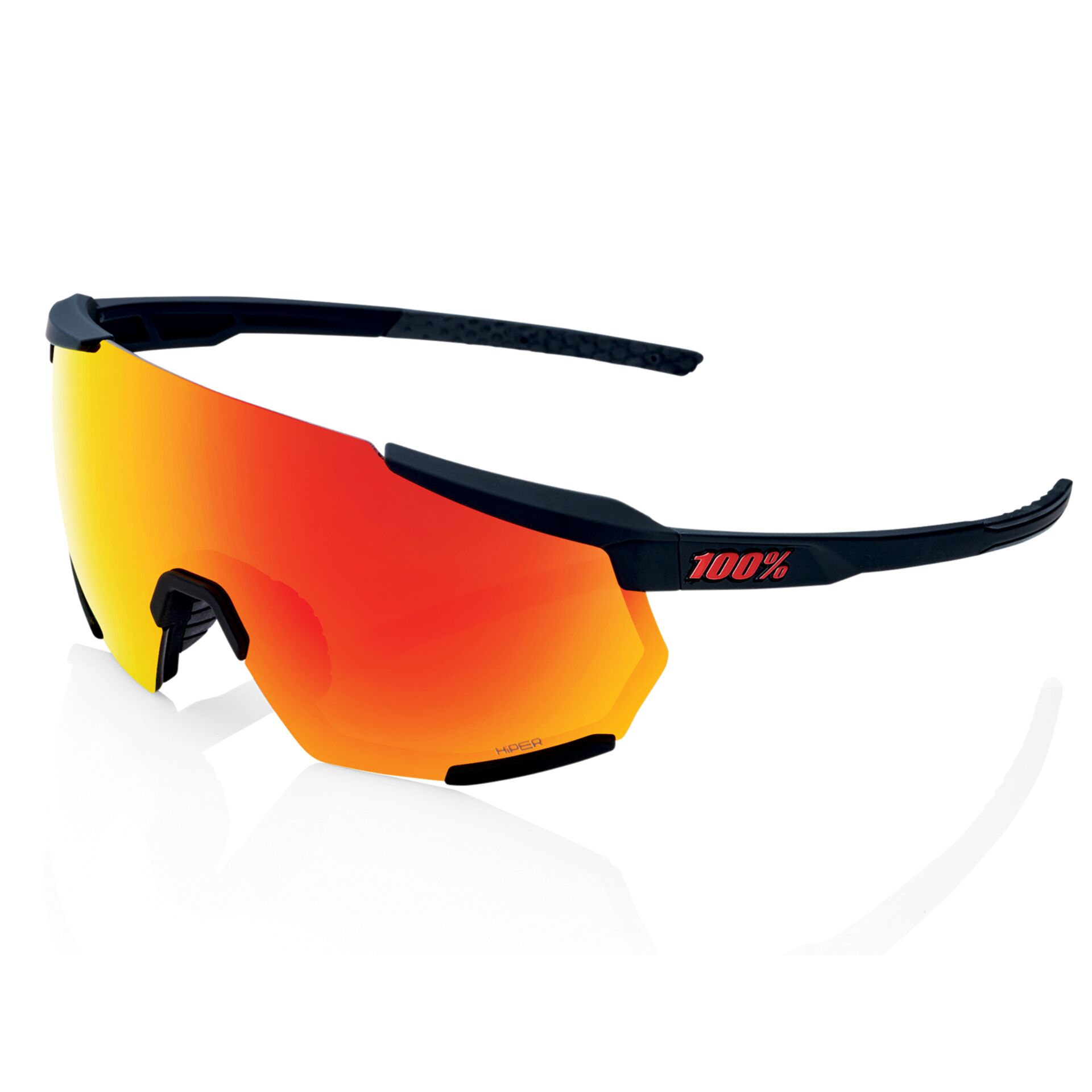 Radsportbrille, Schutzbrille, Monoblock-Linse, Orange Spiegelglas, 100% Marke