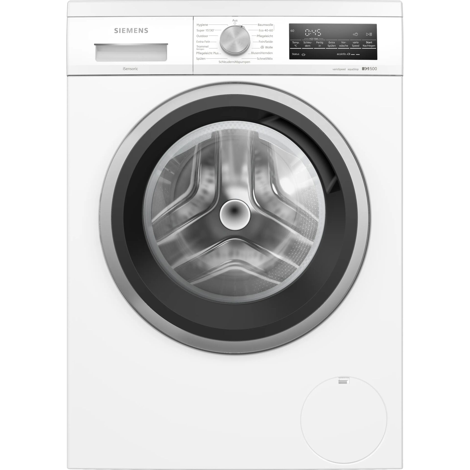 Waschmaschine, Frontlader, Waschvollautomat, sichtbares Display, Weiß