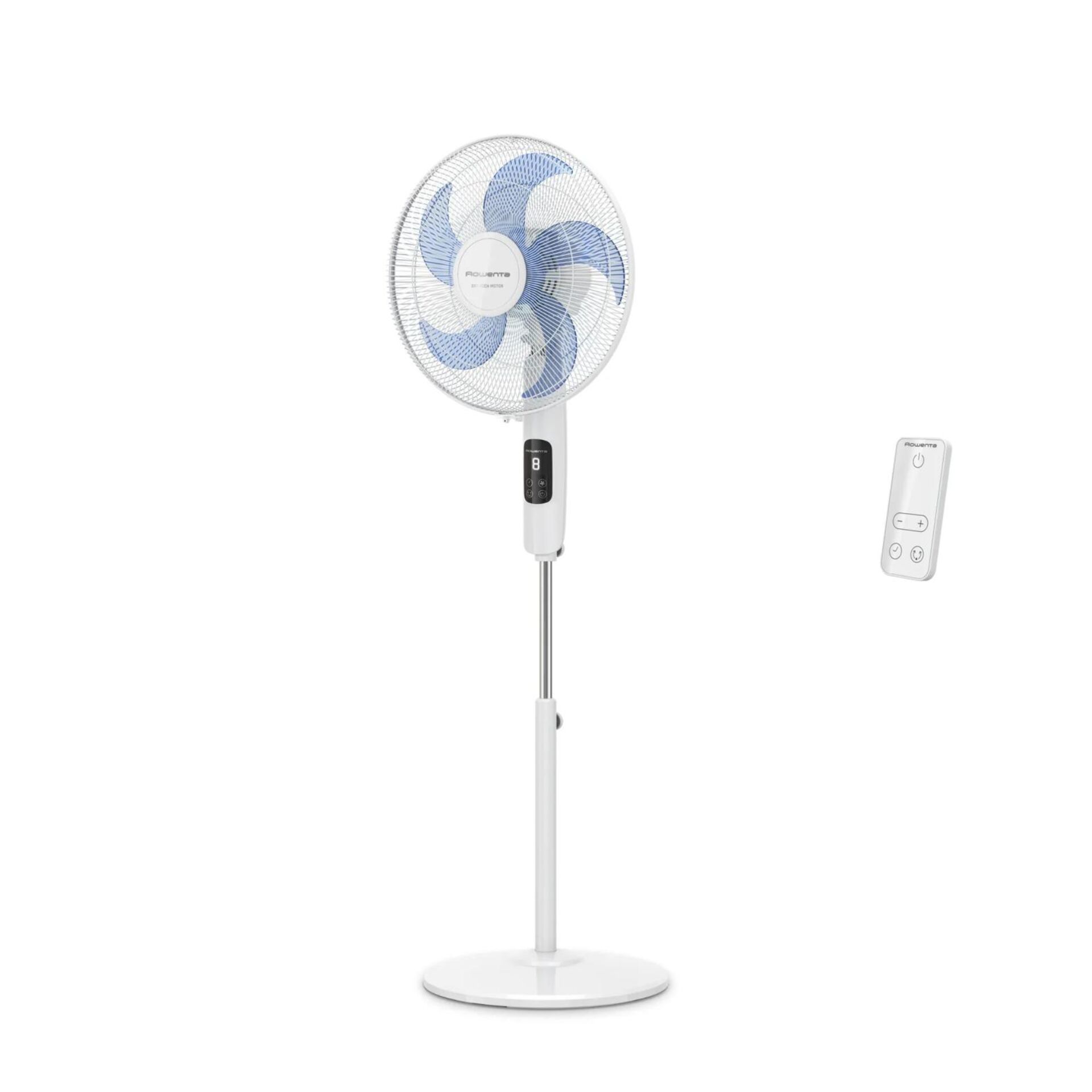 Ventilator, Standventilator, Fernbedienung, Kühlung, Blau-weiße Flügel