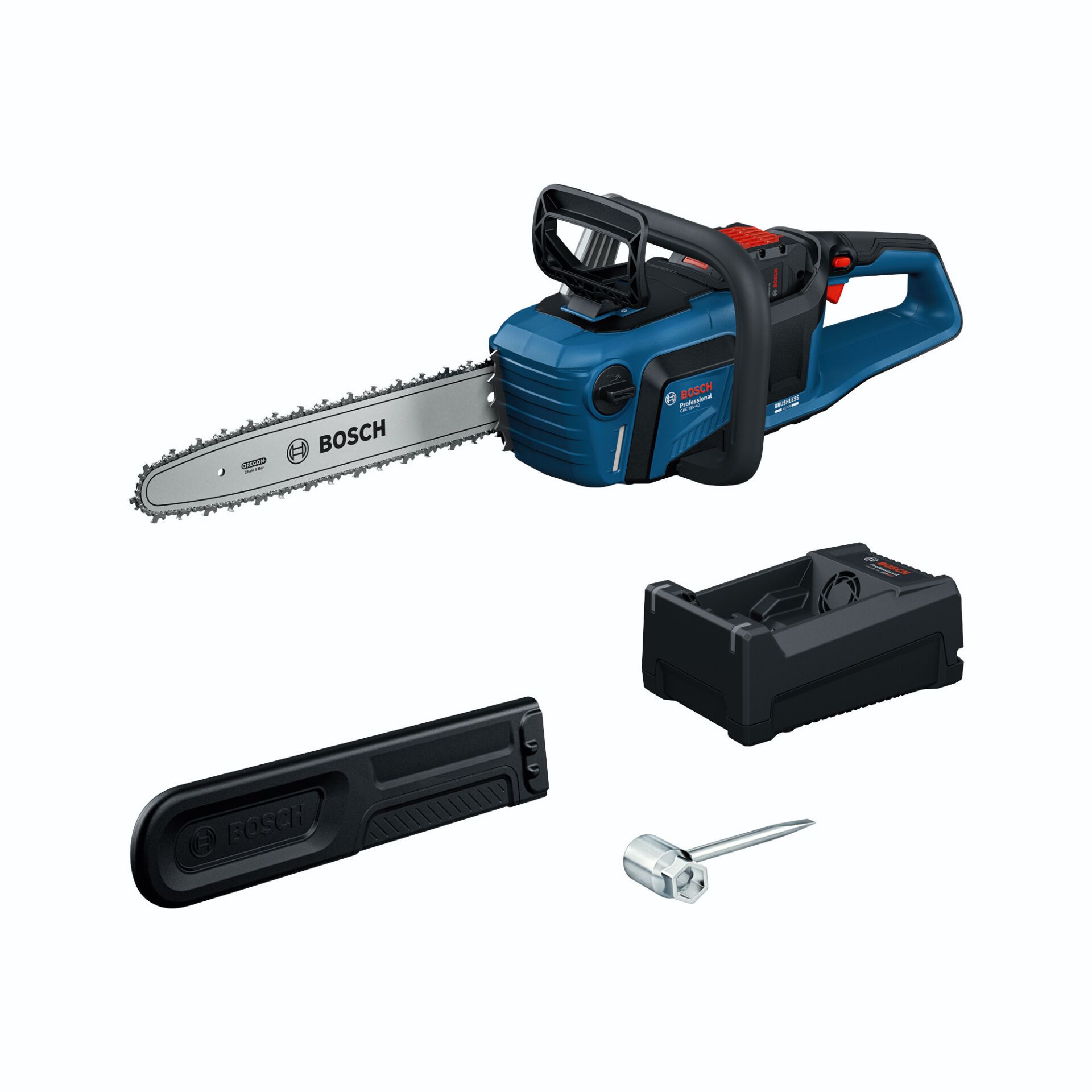 Kettensäge, Akku-Kettensäge, Stahlkette, Batterie, Lauf-Kit