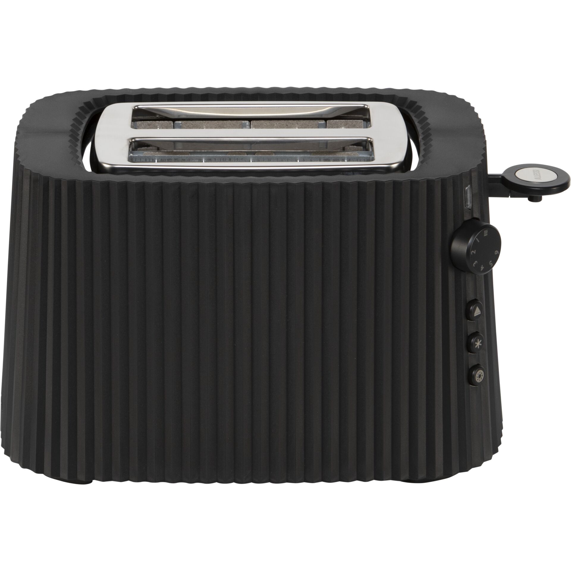 Toaster, Schwarz, Kompakt, Metallic, Riffelstruktur