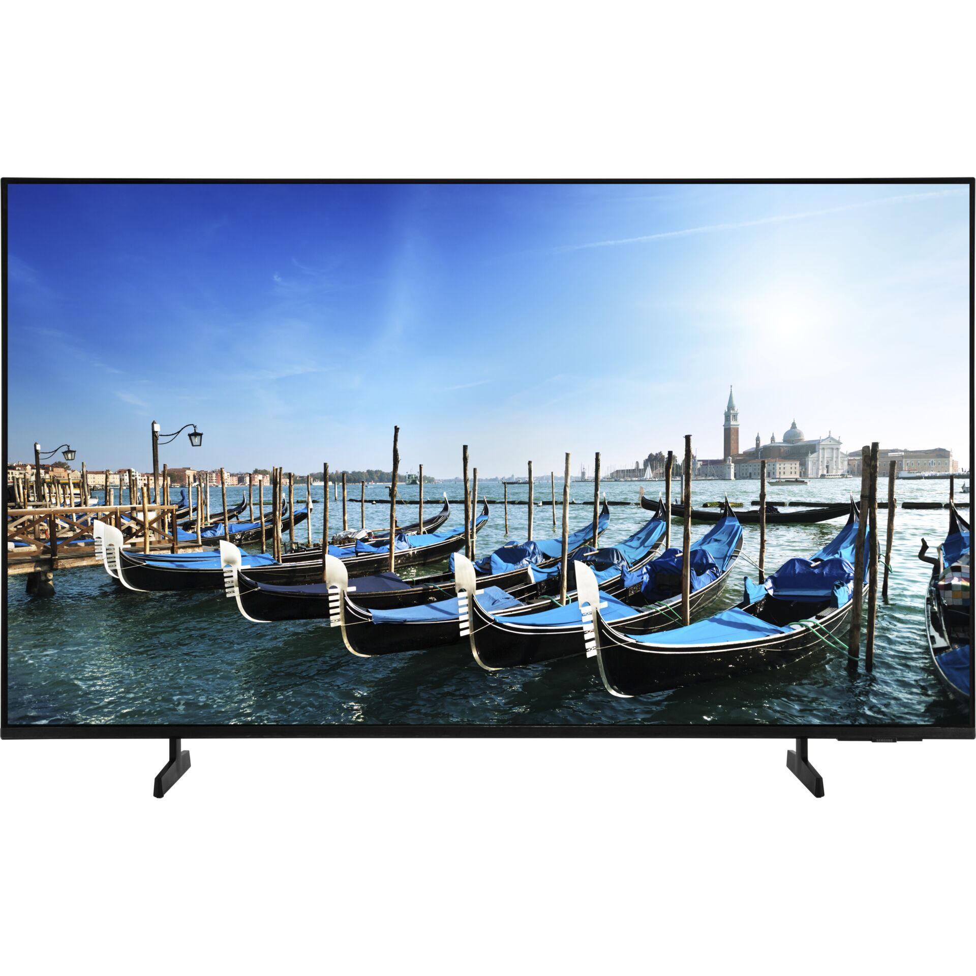 Fernseher, LED-Display, Schwarzes Gehäuse, Schlanke Bauform, Wasserszene